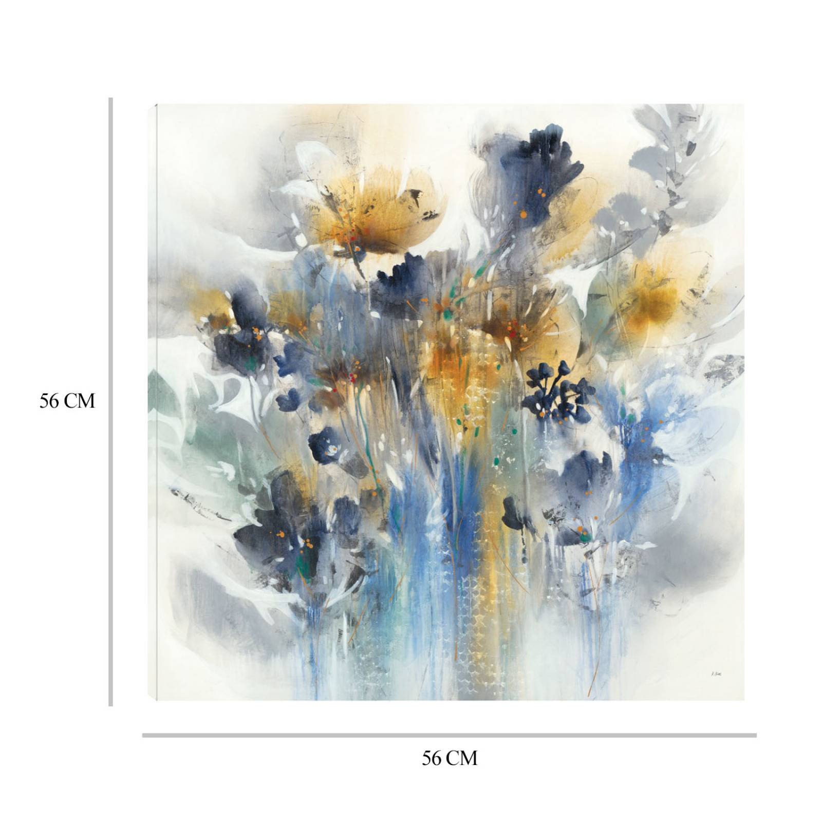 Cuadro Decorativo | Índigo botánico | K. Nari | 56X56 Cm | Arte Floral | Impresión en Lienzo | Fine Art TJ