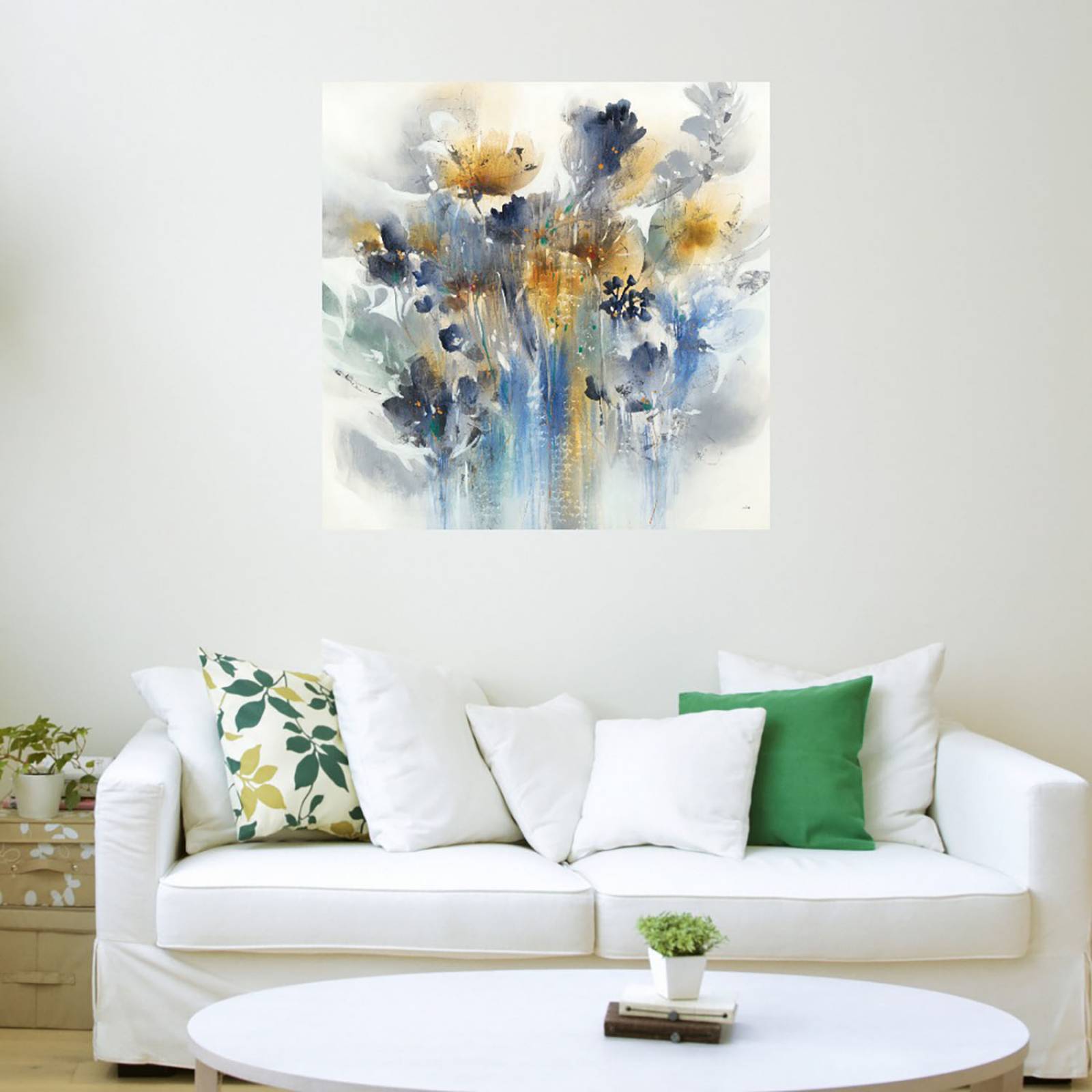 Cuadro Decorativo | Índigo botánico | K. Nari | 82X82 Cm | Arte Floral | Impresión en Lienzo | Fine Art TJ