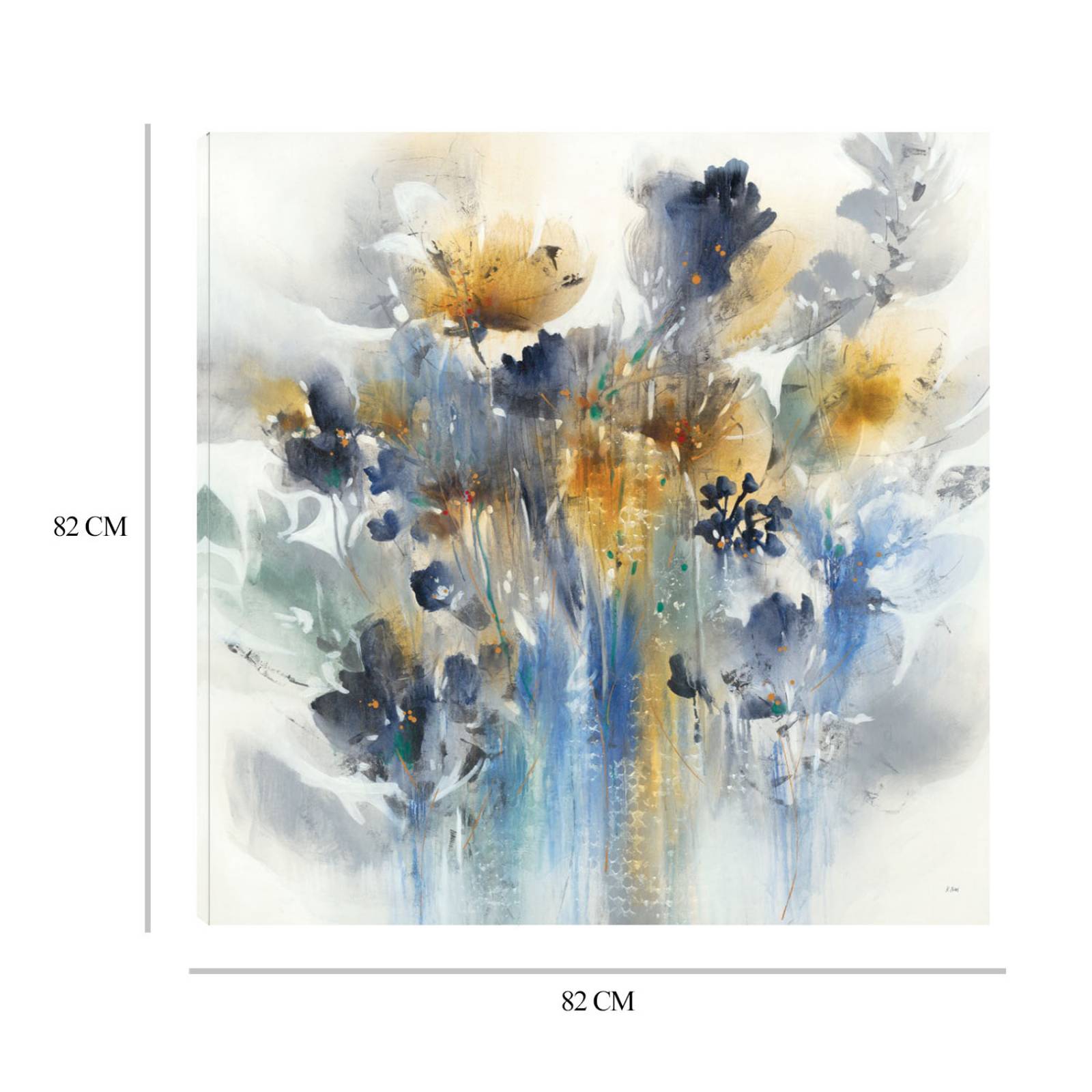 Cuadro Decorativo | Índigo botánico | K. Nari | 82X82 Cm | Arte Floral | Impresión en Lienzo | Fine Art TJ