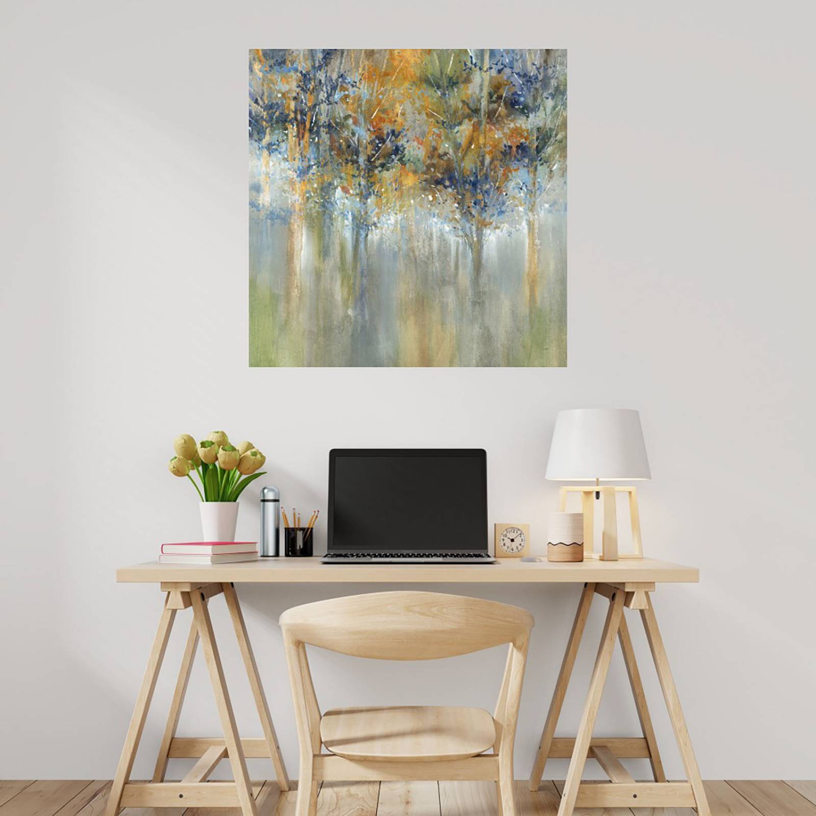 Cuadro Decorativo | Hojas rústicas | K. Nari | 56X56 Cm | Arte Paisaje | Impresión en Lienzo | Fine Art TJ