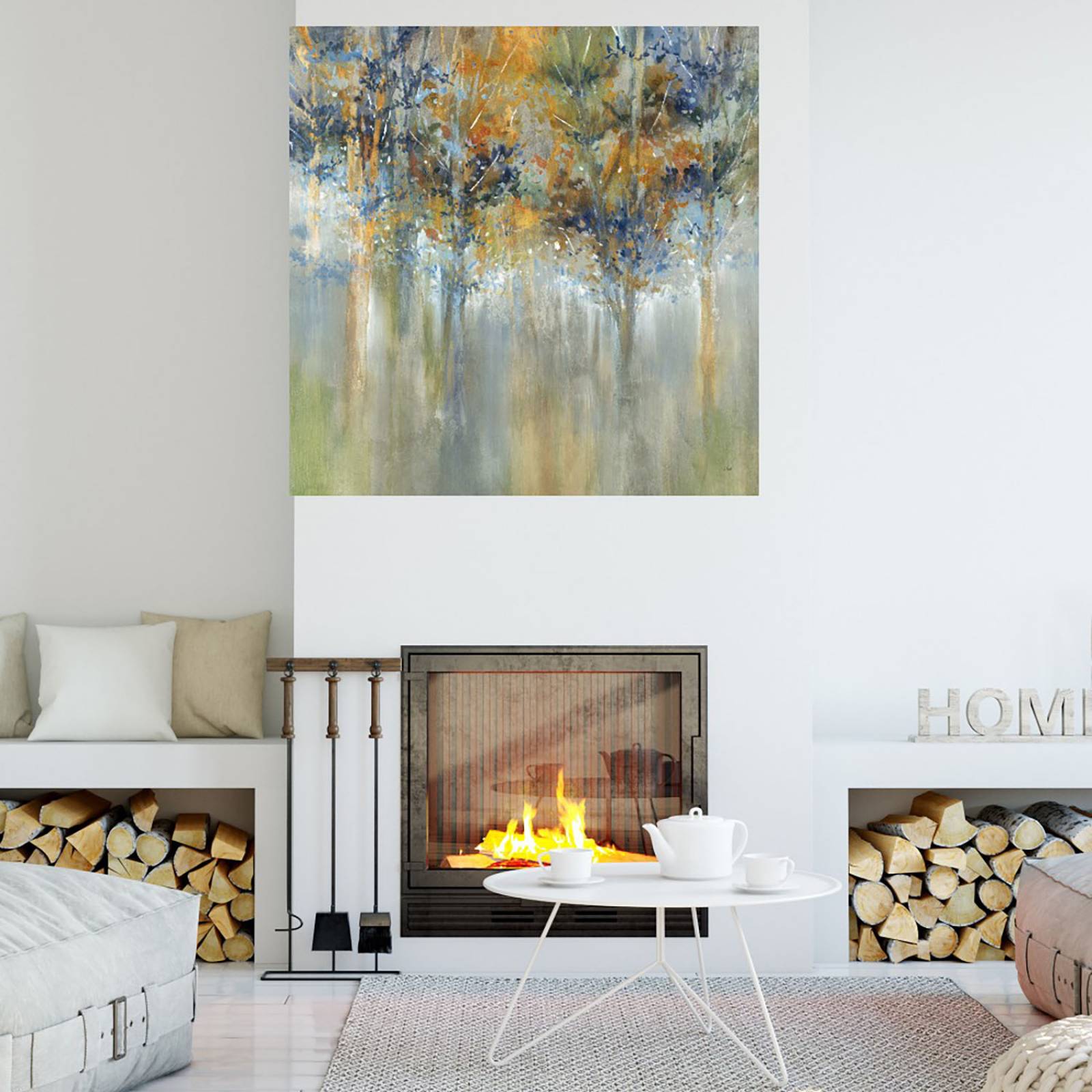 Cuadro Decorativo | Hojas rústicas | K. Nari | 56X56 Cm | Arte Paisaje | Impresión en Lienzo | Fine Art TJ