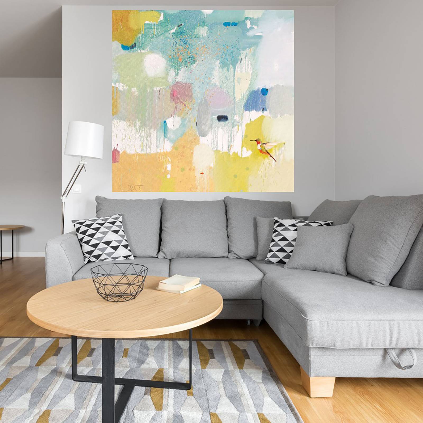 Cuadro Decorativo | Colibrí en casa 2 | Anthony Grant | 56X56 Cm | Arte Abstracto | Impresión en Lienzo | Fine Art TJ