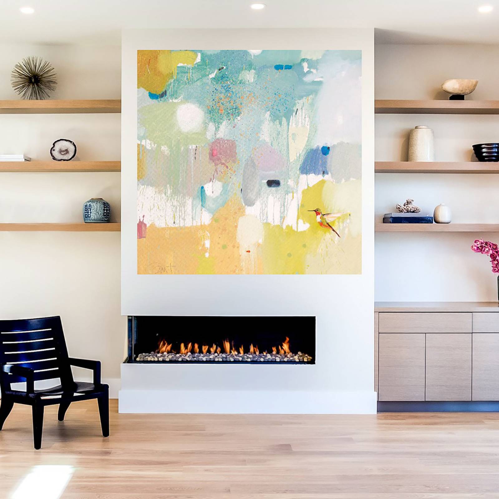 Cuadro Decorativo | Colibrí en casa 2 | Anthony Grant | 56X56 Cm | Arte Abstracto | Impresión en Lienzo | Fine Art TJ