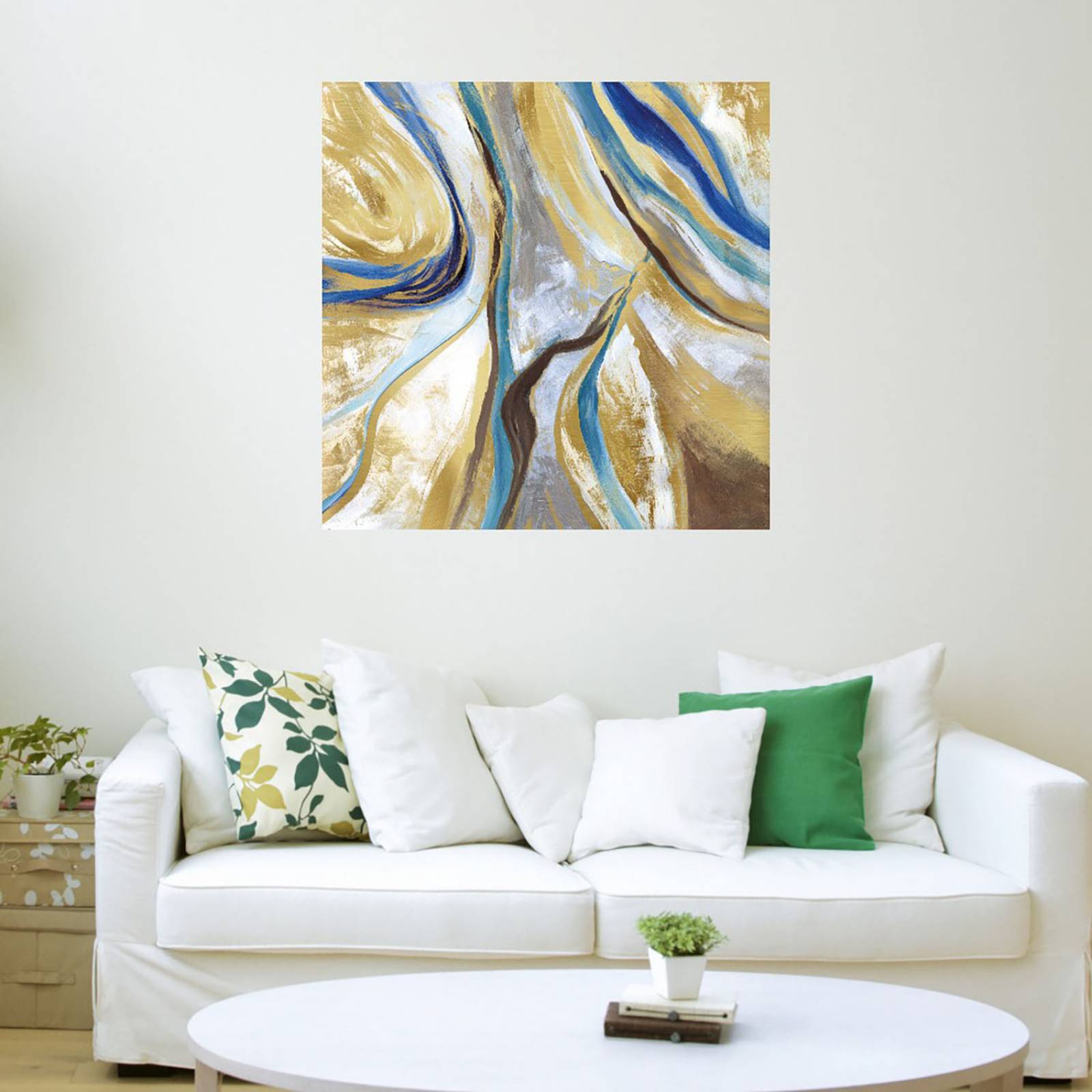 Cuadro Decorativo - Ágata y oro II - Nan - 122X122 cm - Arte Abstracto - Impresión en Lienzo - Fine Art TJ