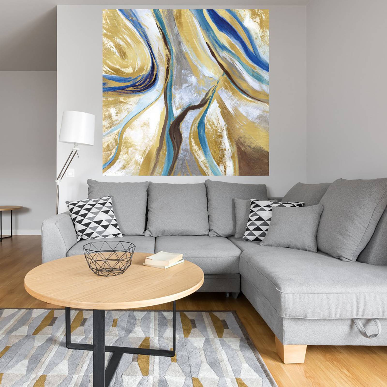 Cuadro Decorativo - Ágata y oro II - Nan - 122X122 cm - Arte Abstracto - Impresión en Lienzo - Fine Art TJ