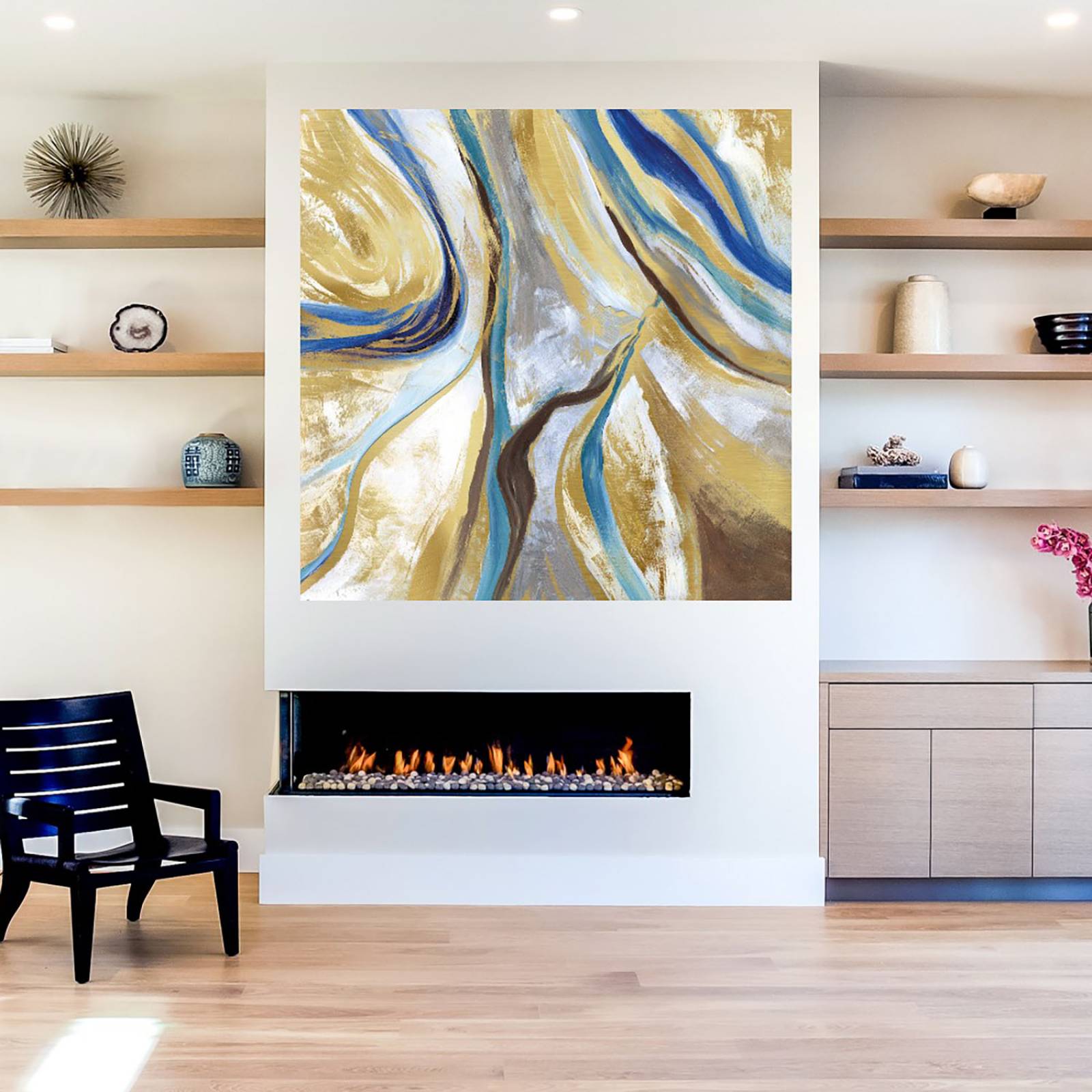 Cuadro Decorativo - Ágata y oro II - Nan - 122X122 cm - Arte Abstracto - Impresión en Lienzo - Fine Art TJ