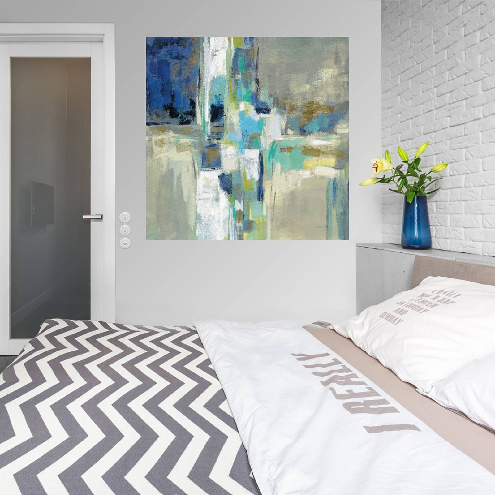 Cuadro Decorativo - Agua de manantial - Silvia Vassileva - 82X82 cm - Arte Abstracto - Impresión en Lienzo - Fine Art TJ