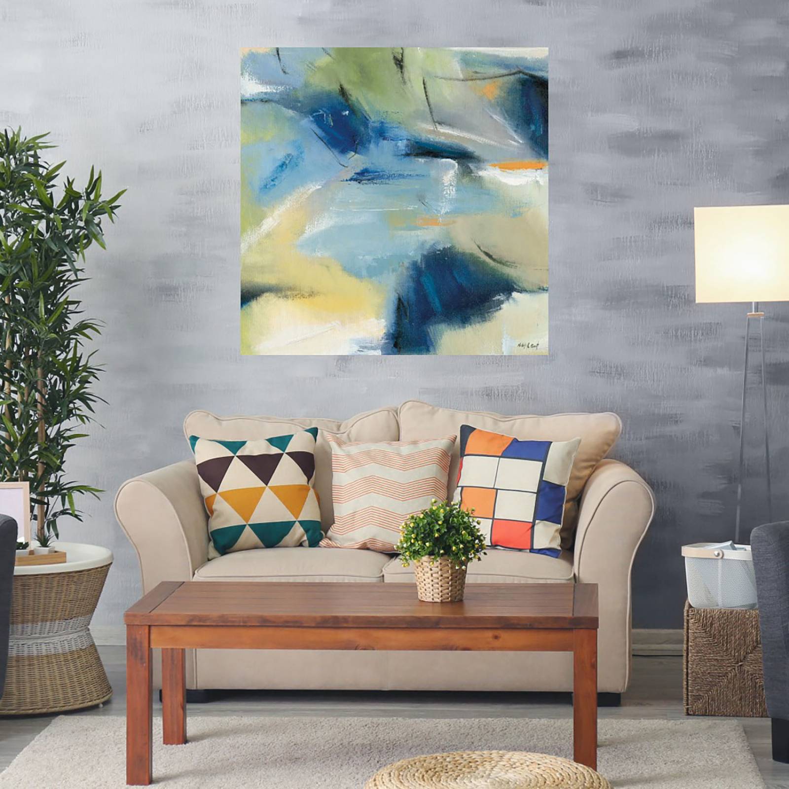 Cuadro Decorativo | Caos azul | Michele Gort | 56X56 Cm | Arte Abstracto | Impresión en Lienzo | Fine Art TJ