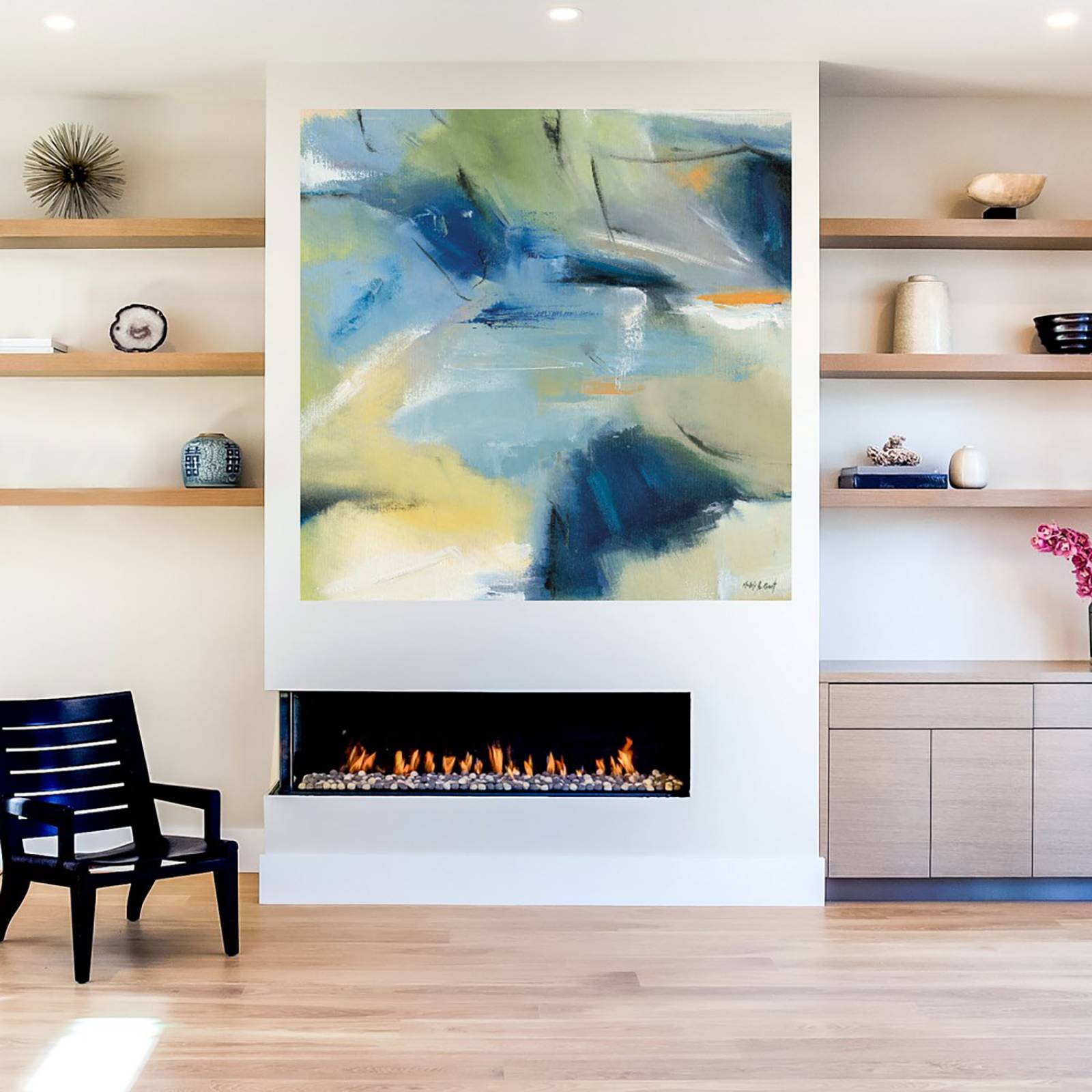 Cuadro Decorativo | Caos azul | Michele Gort | 56X56 Cm | Arte Abstracto | Impresión en Lienzo | Fine Art TJ