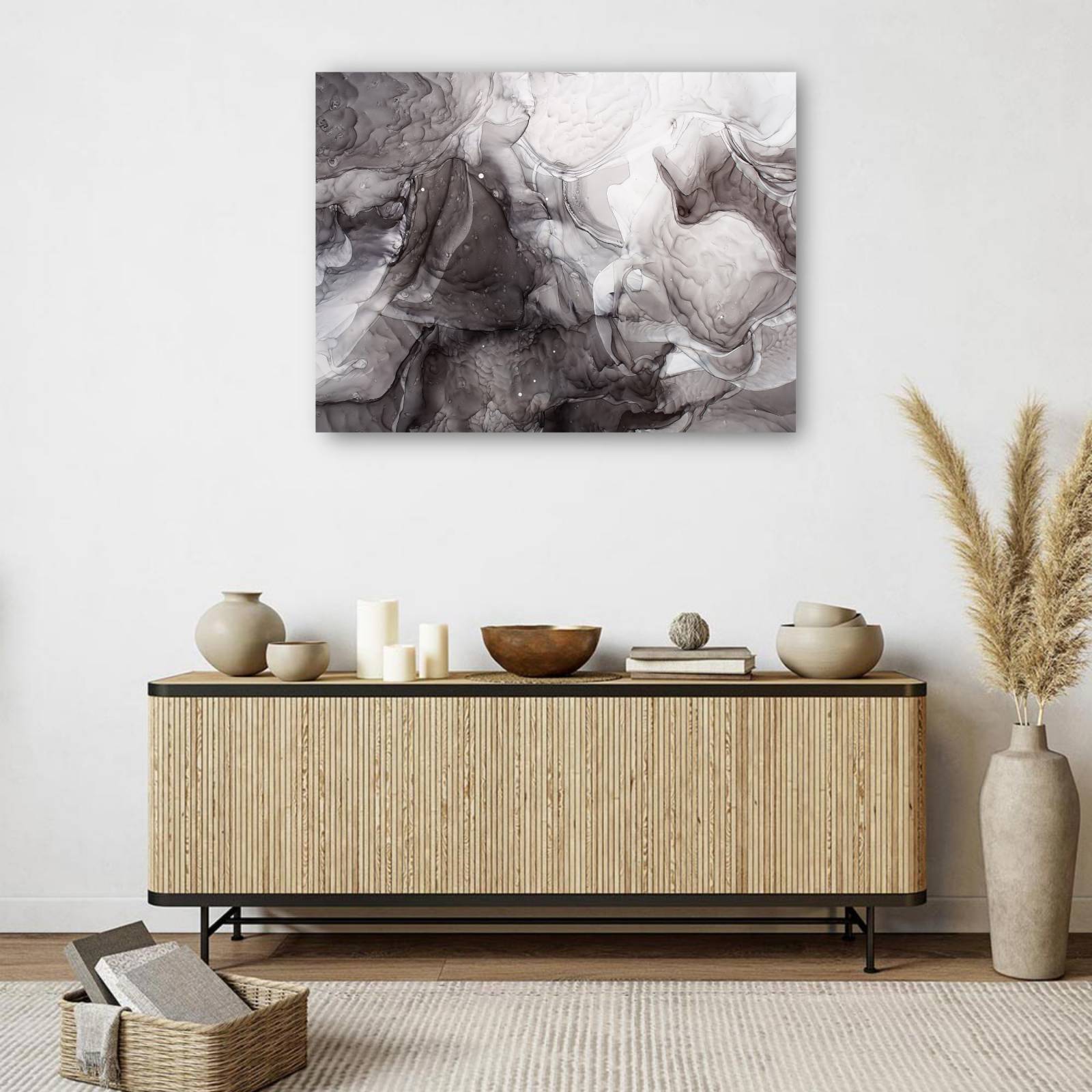 cuadro decorativo - Pliegues de raso plateado