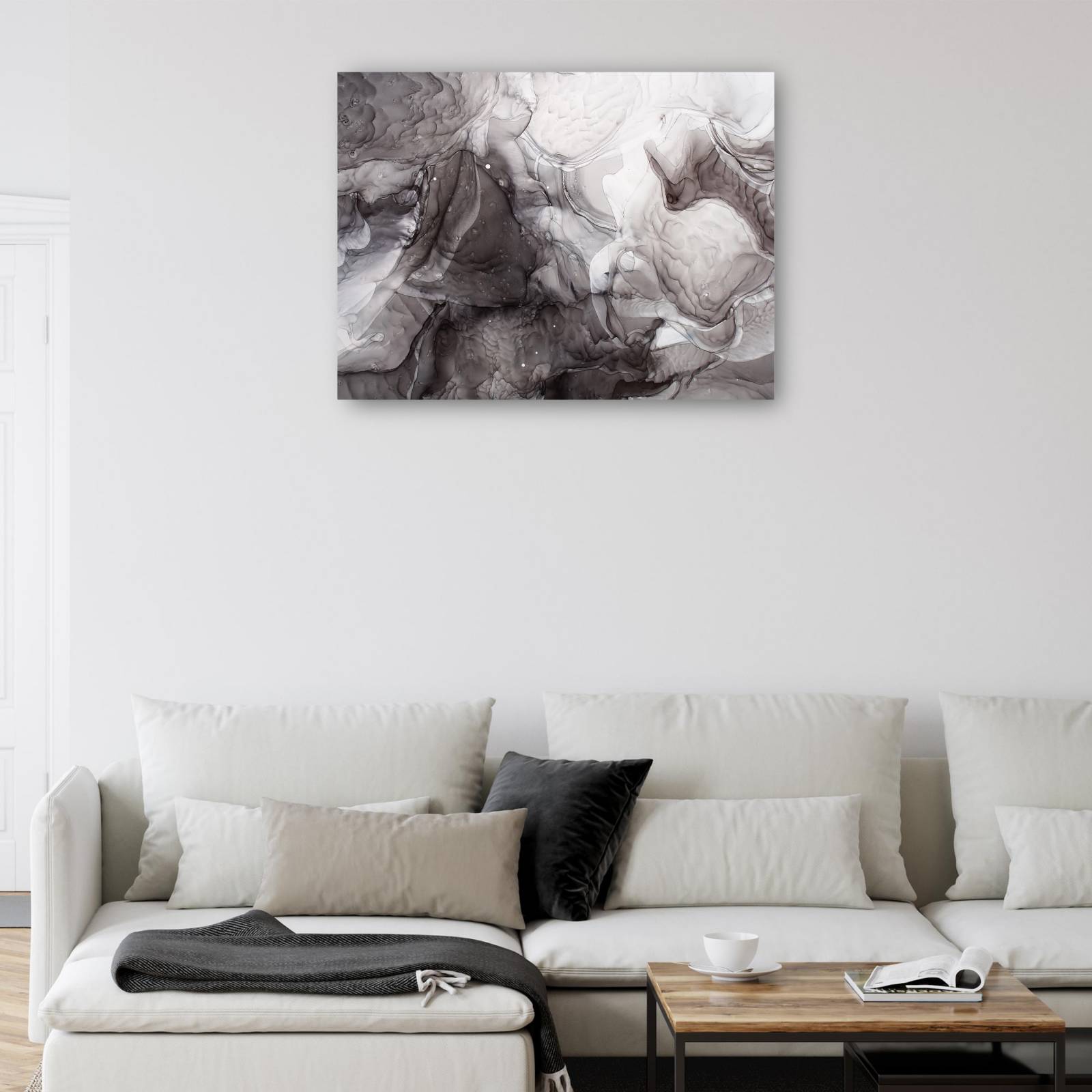 cuadro decorativo - Pliegues de raso plateado