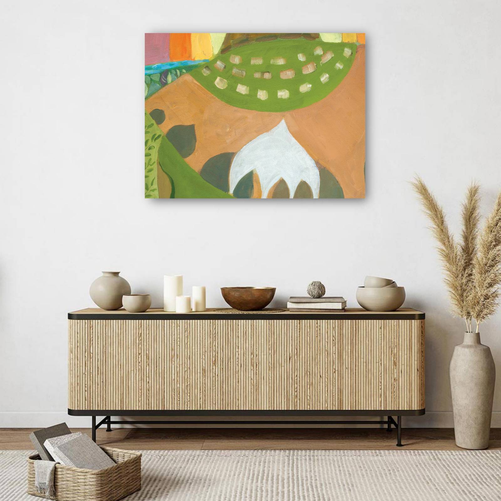 cuadro decorativo - Paloma blanca aterrizada en el jardín