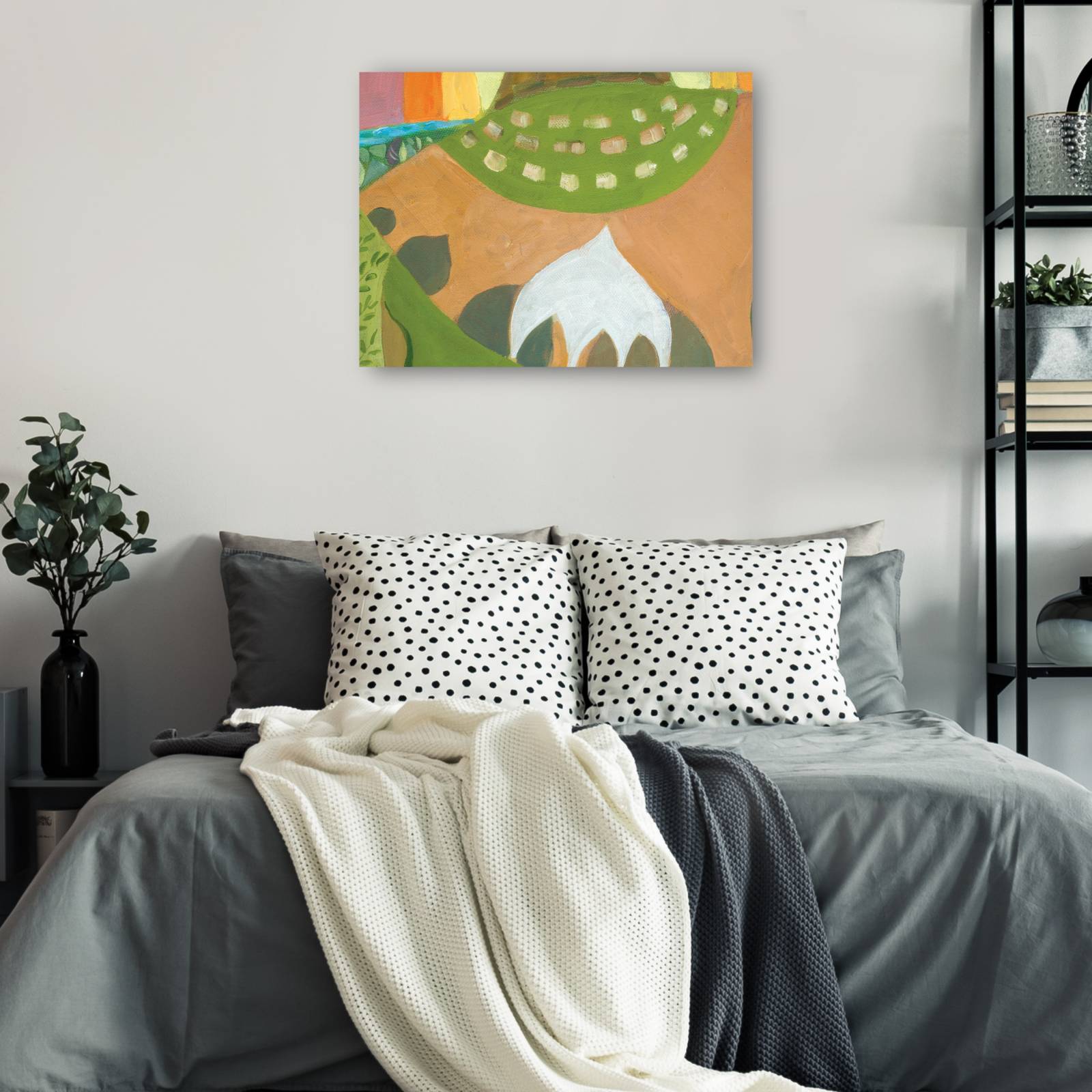 cuadro decorativo - Paloma blanca aterrizada en el jardín