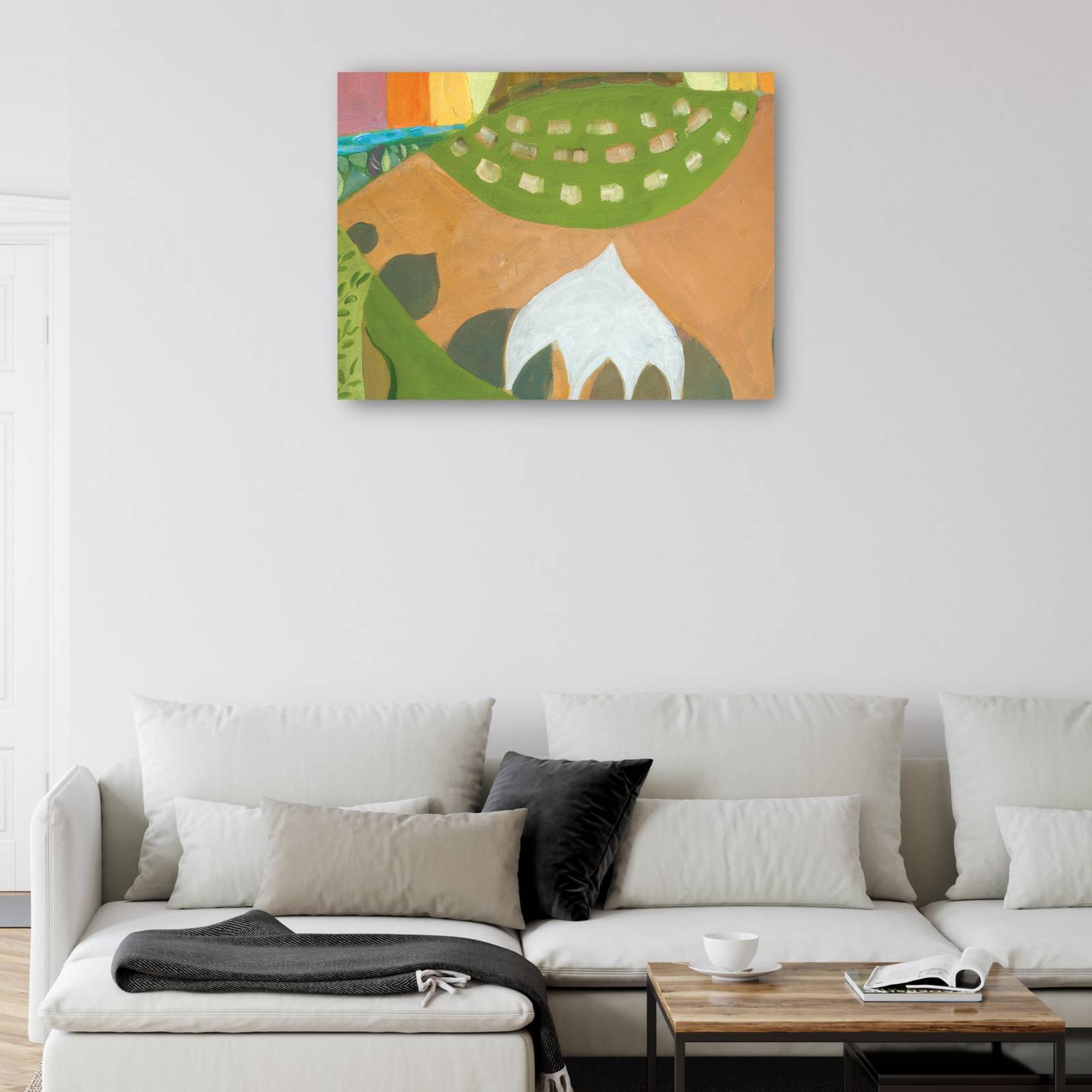 cuadro decorativo - Paloma blanca aterrizada en el jardín