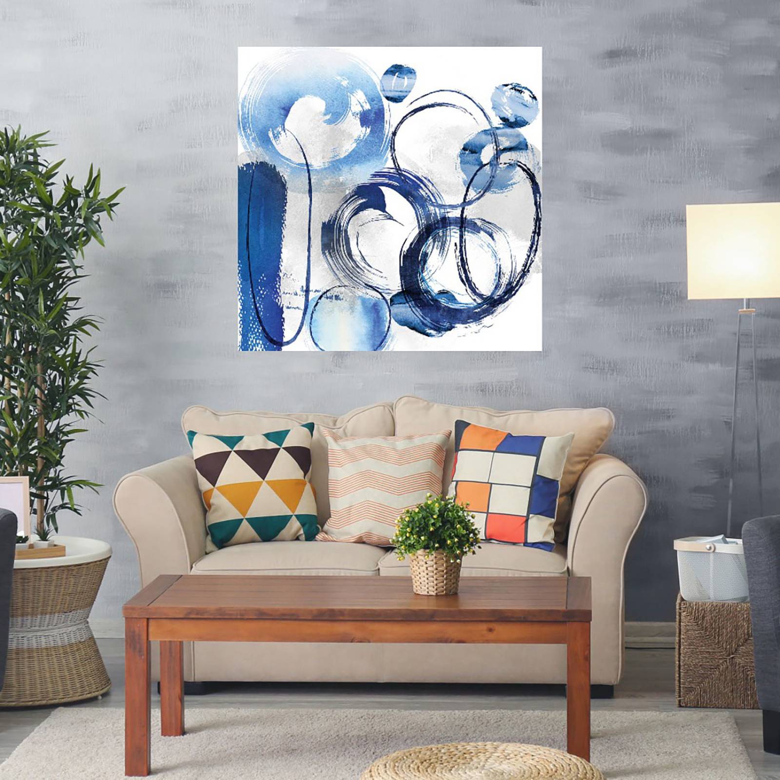 Cuadro Decorativo - Anillo azul - Nikki Chu - 82X82 cm - Arte Abstracto - Impresión en Lienzo - Fine Art TJ