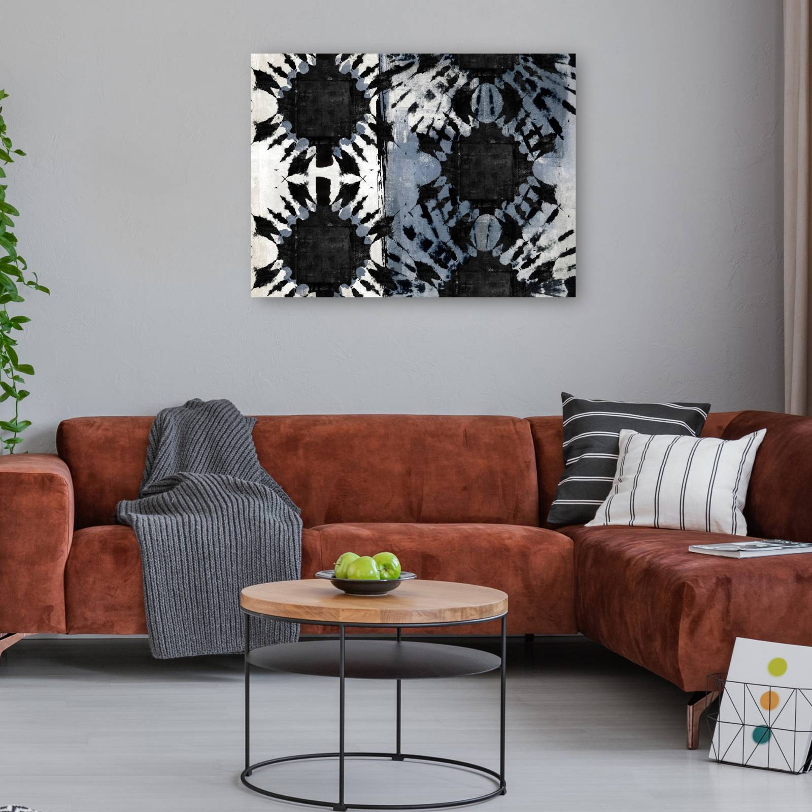 cuadro decorativo - Flor Tribal Azul Horizontal