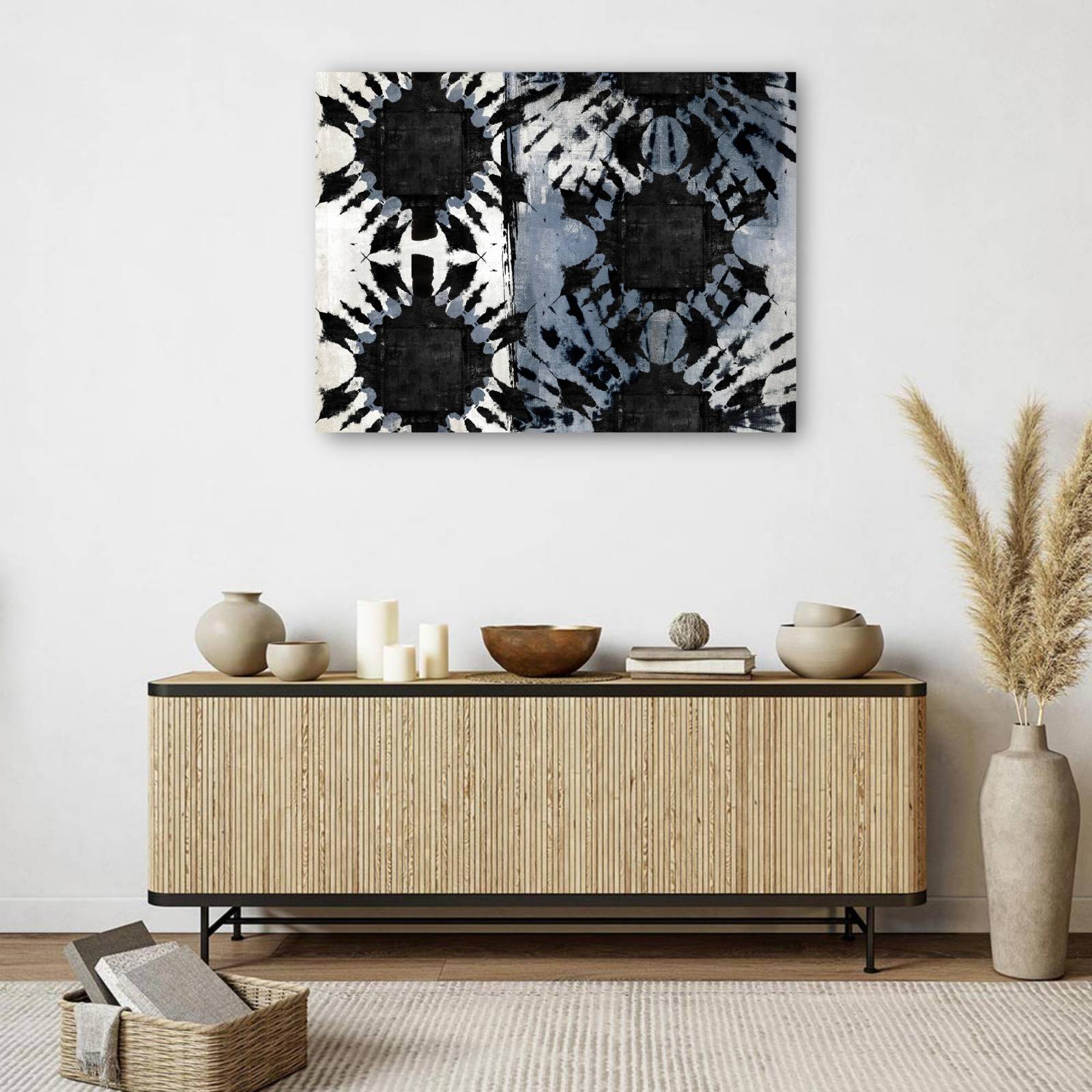 cuadro decorativo - Flor Tribal Azul Horizontal