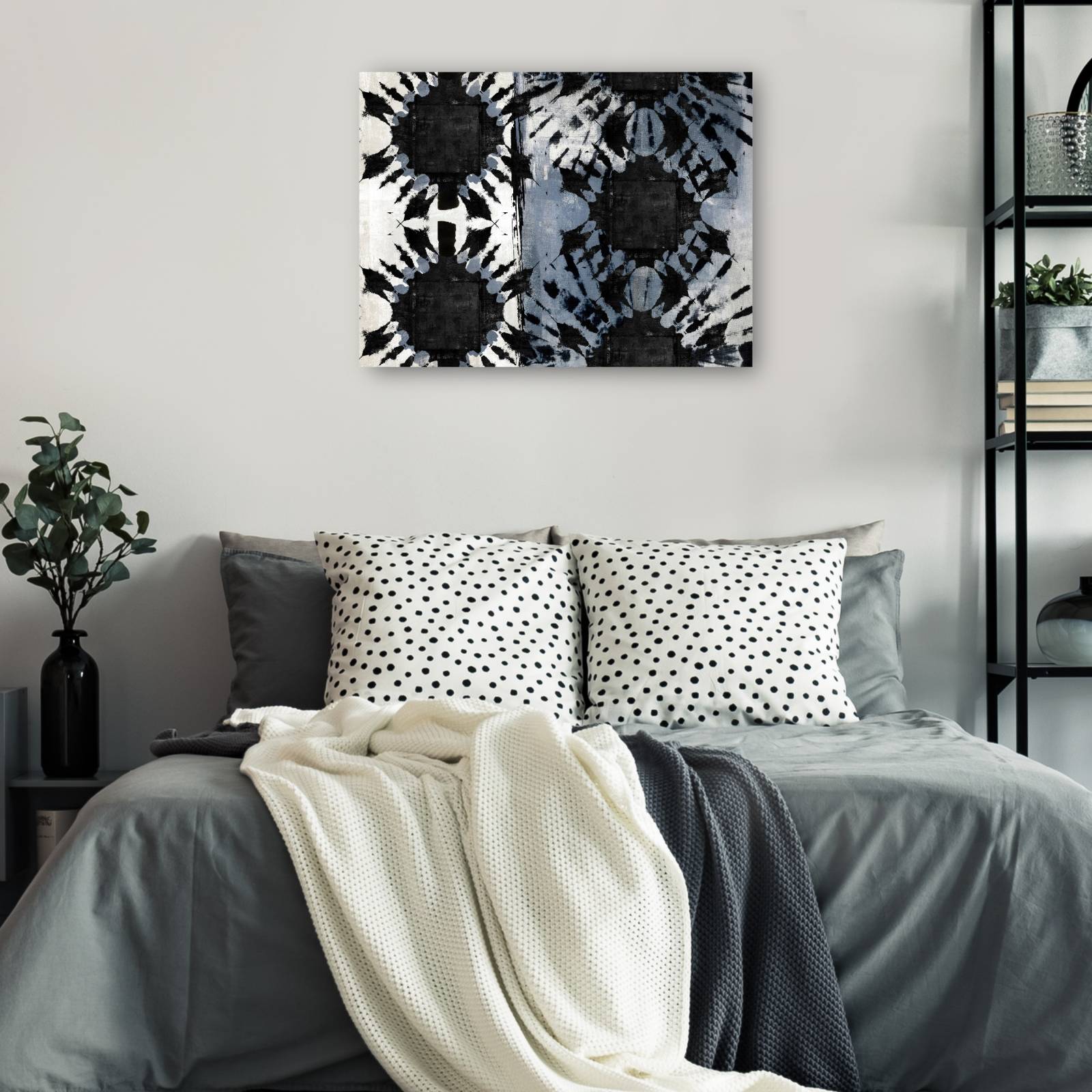 cuadro decorativo - Flor Tribal Azul Horizontal