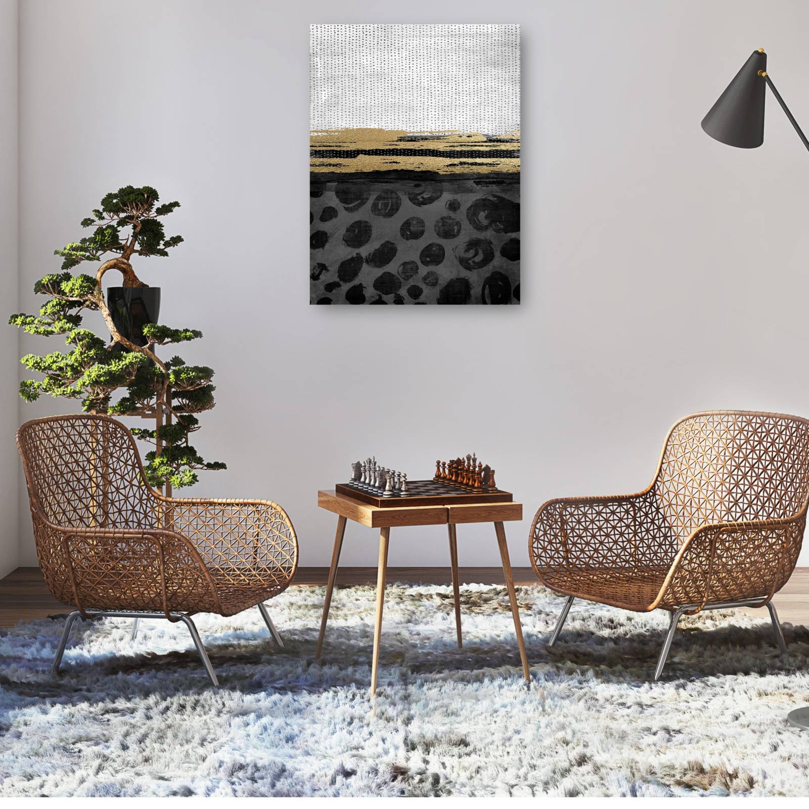 cuadro decorativo - Blanco y negro étnico