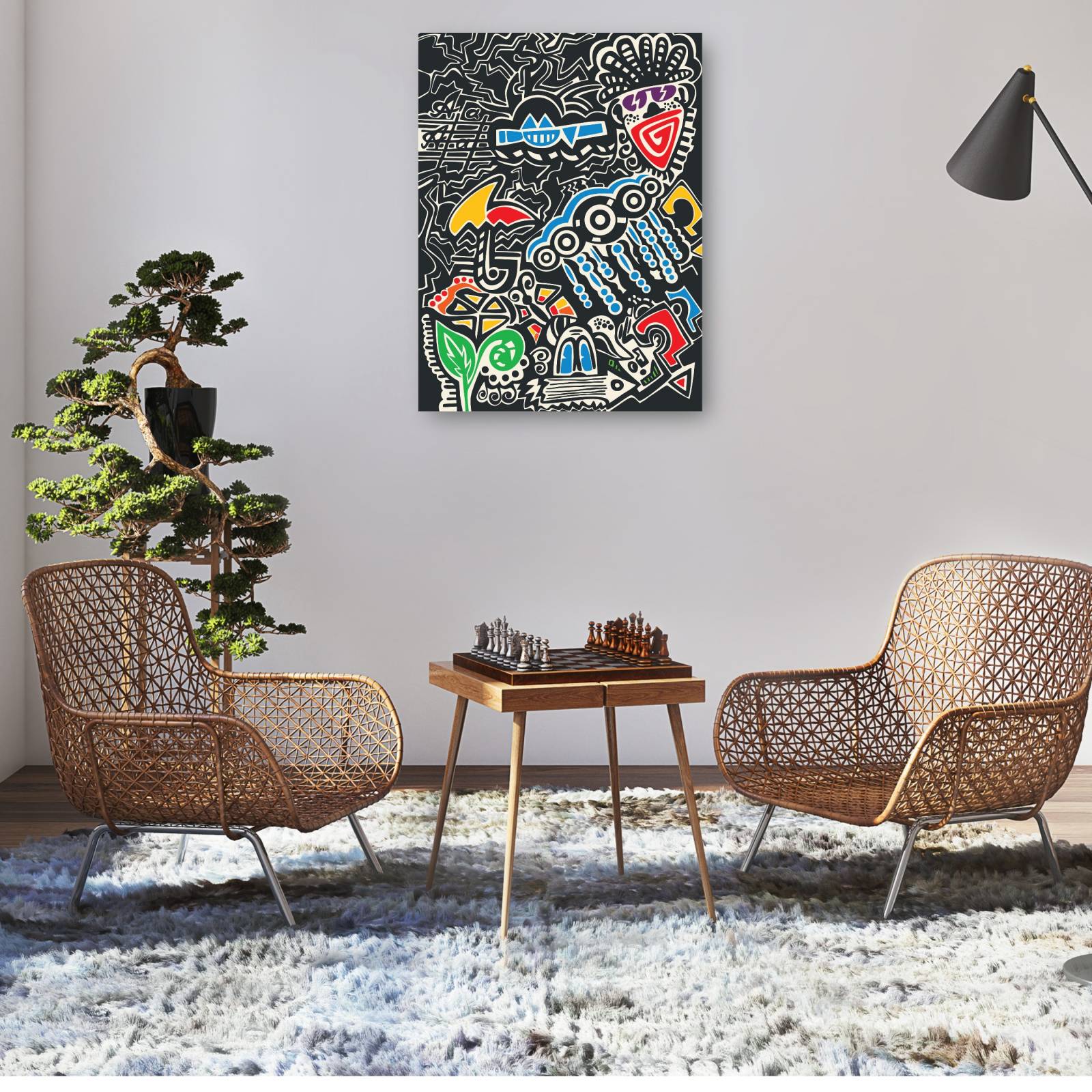 cuadro decorativo - Garabatos de graffiti de clase de arte