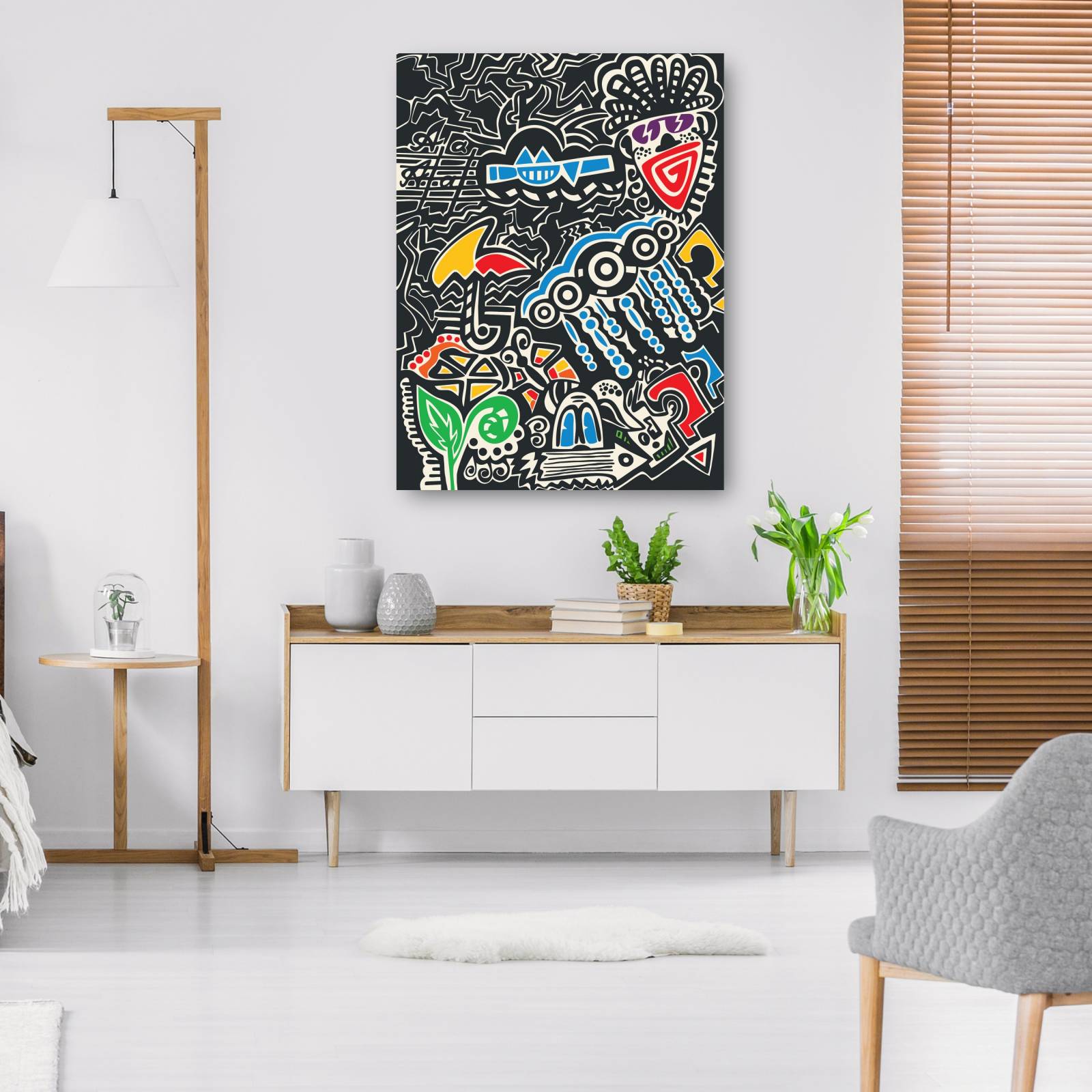 cuadro decorativo - Garabatos de graffiti de clase de arte