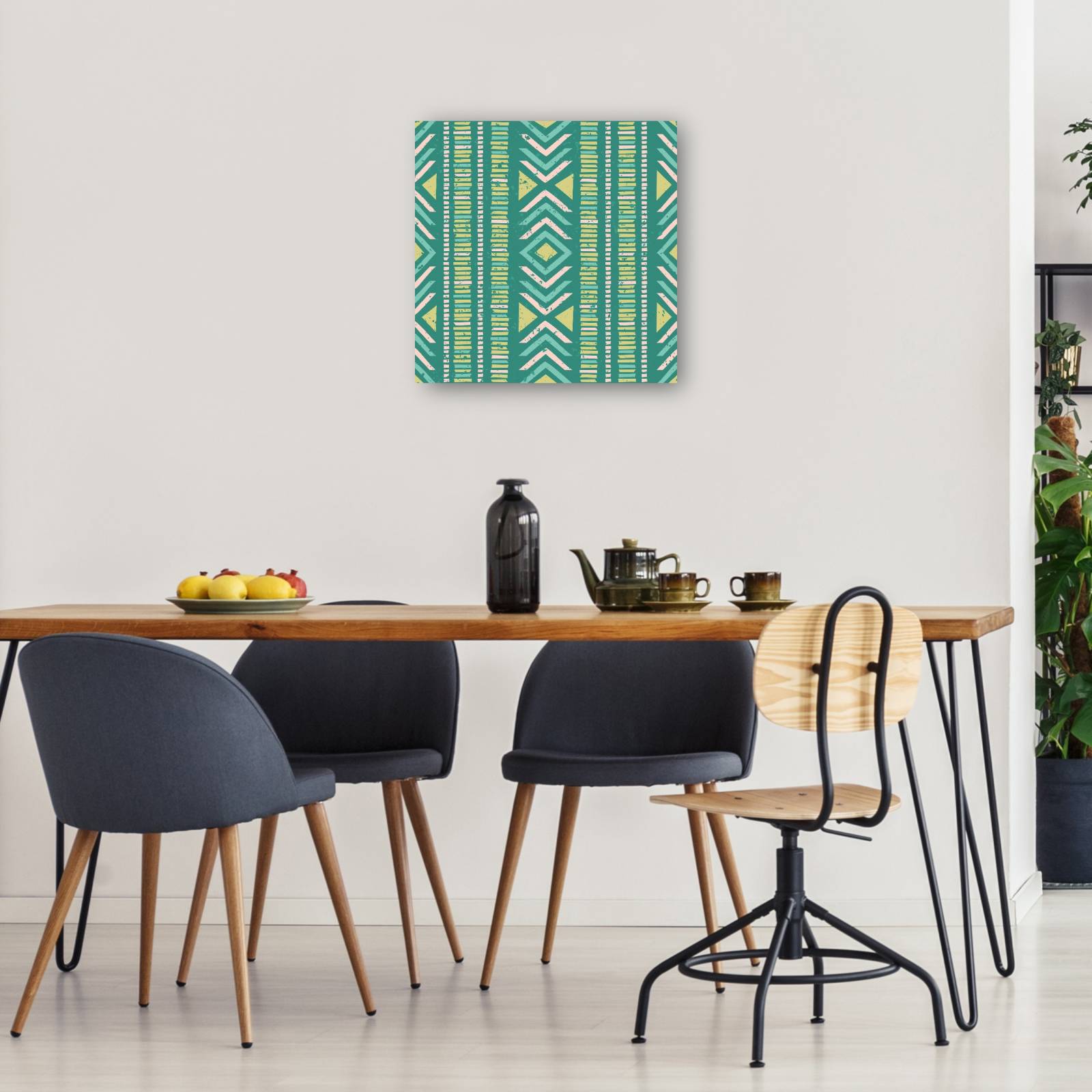 cuadro decorativo - Patrón de tango tribal verde azulado