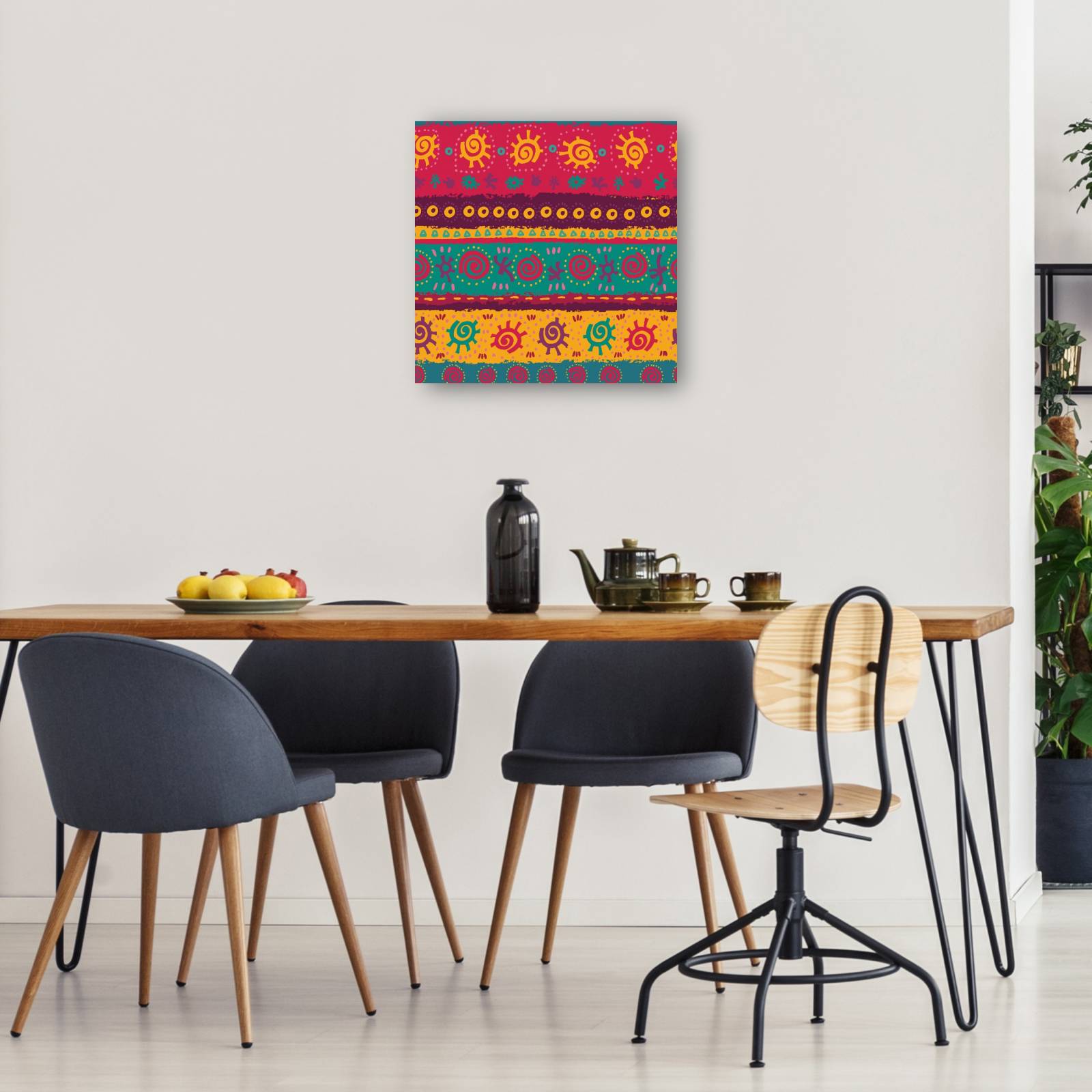 cuadro decorativo - Patrón azteca de símbolos brillantes