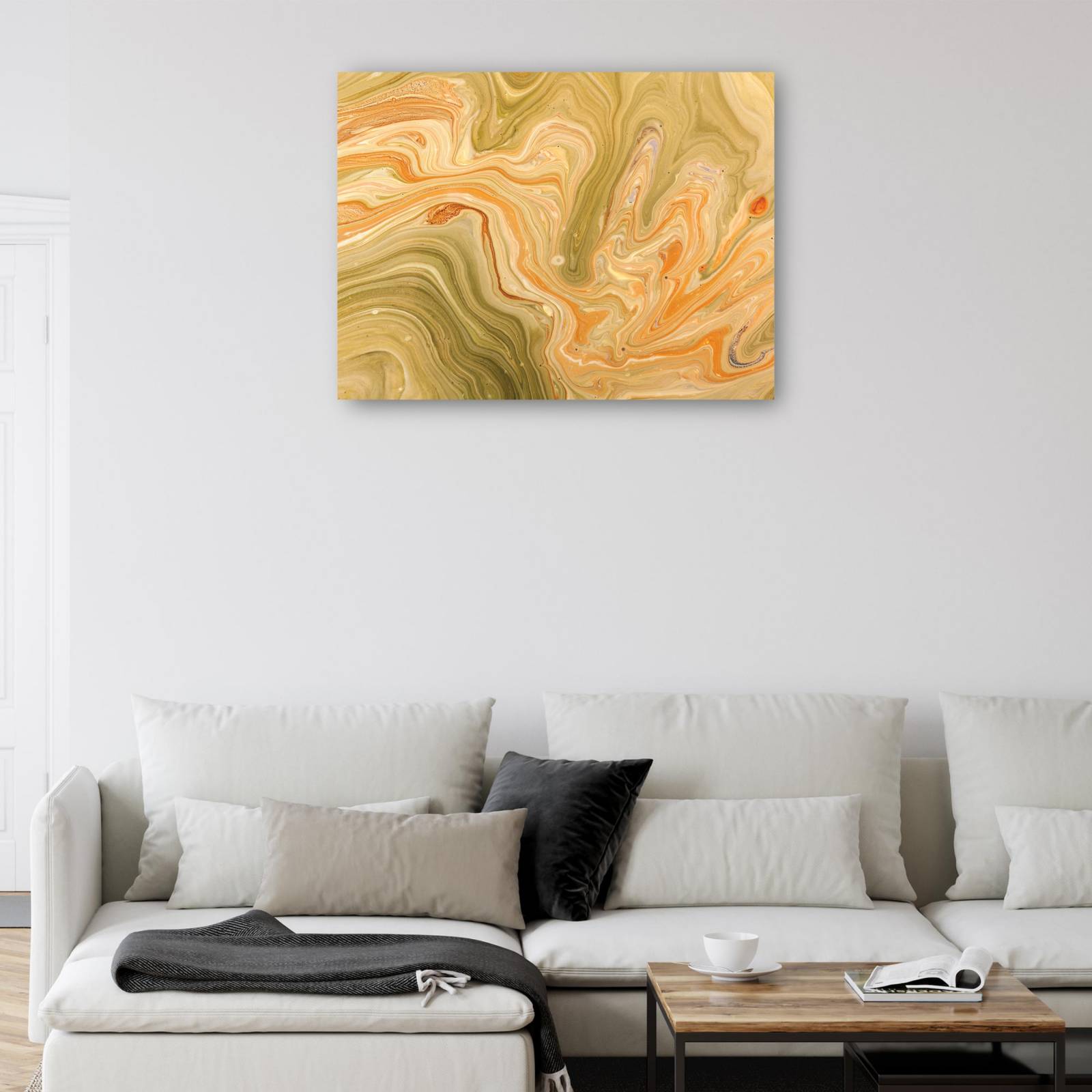 cuadro decorativo - Patrón de mármol dorado y ámbar