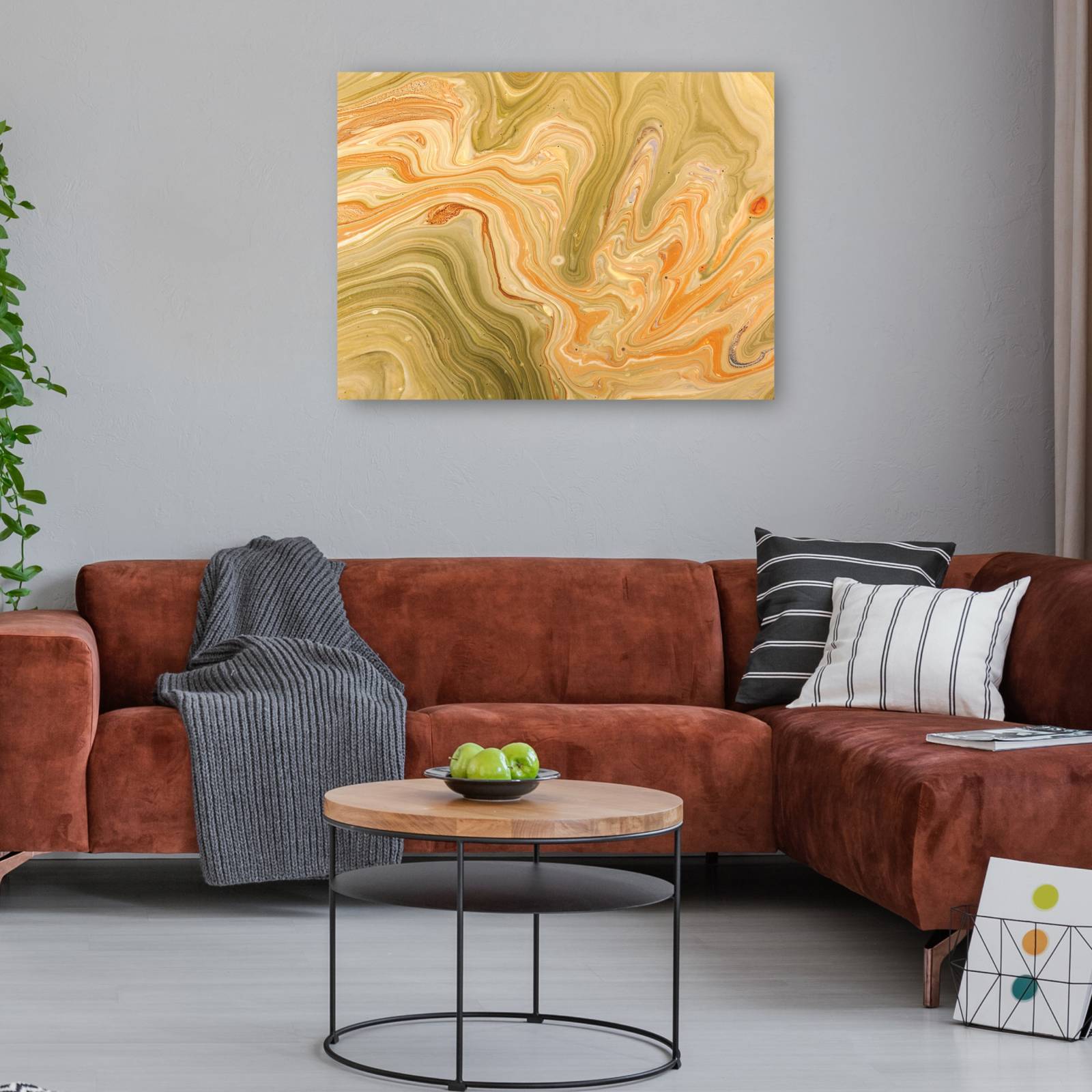 cuadro decorativo - Patrón de mármol dorado y ámbar