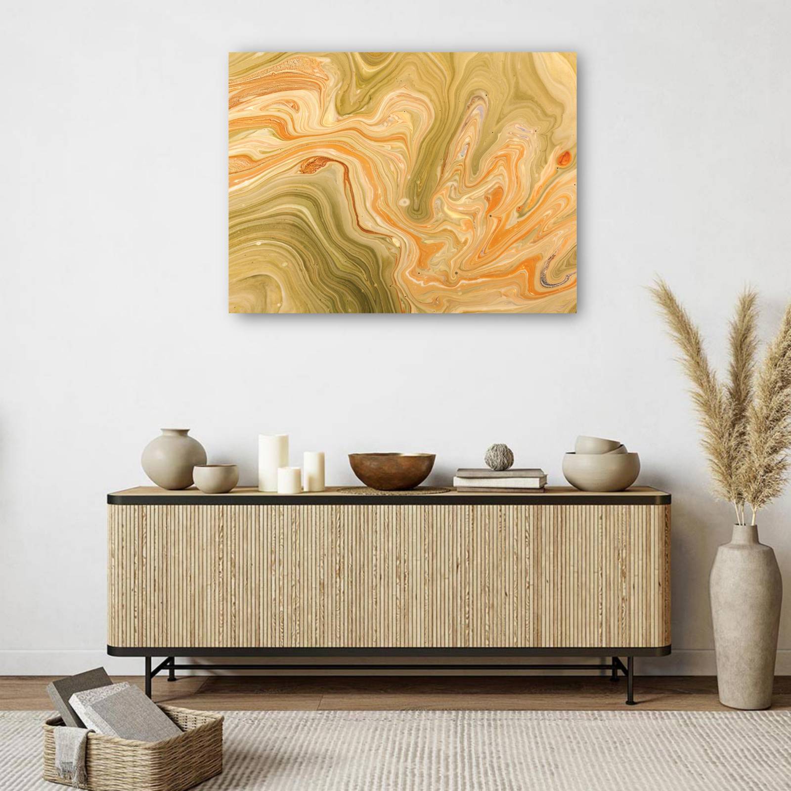 cuadro decorativo - Patrón de mármol dorado y ámbar