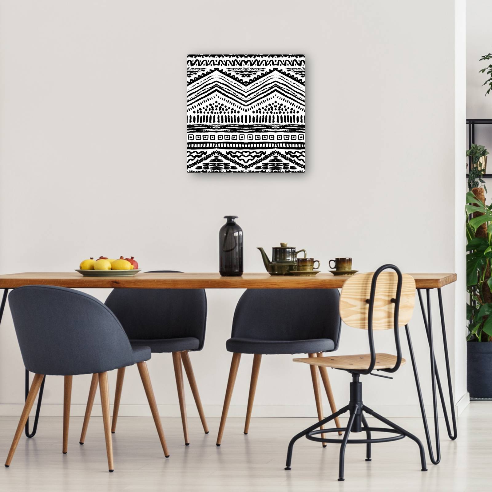 cuadro decorativo - Patrón tribal de rayas zigzag