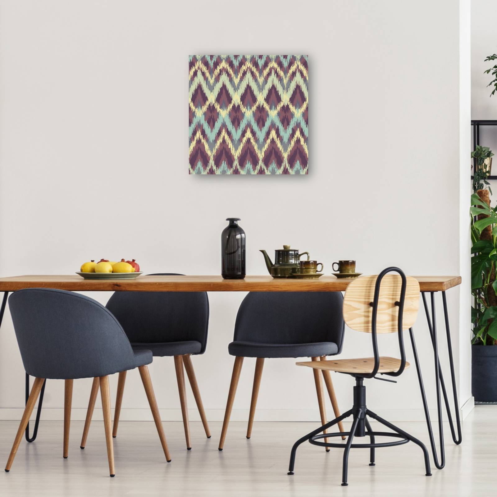 cuadro decorativo - Patrón Ikat de jeans morados