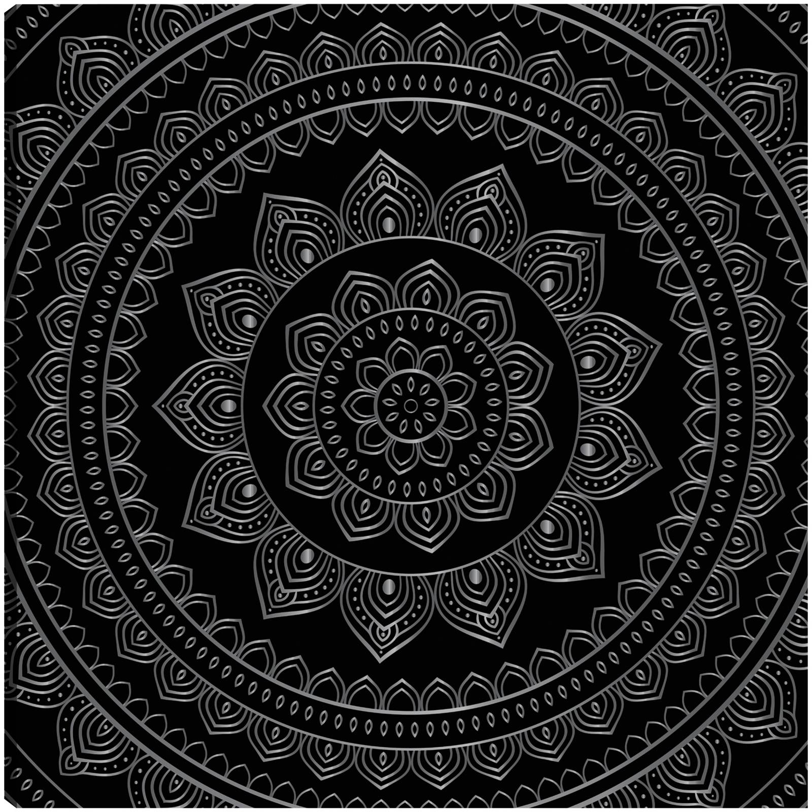 cuadro decorativo - Mandala de terciopelo negro plateado
