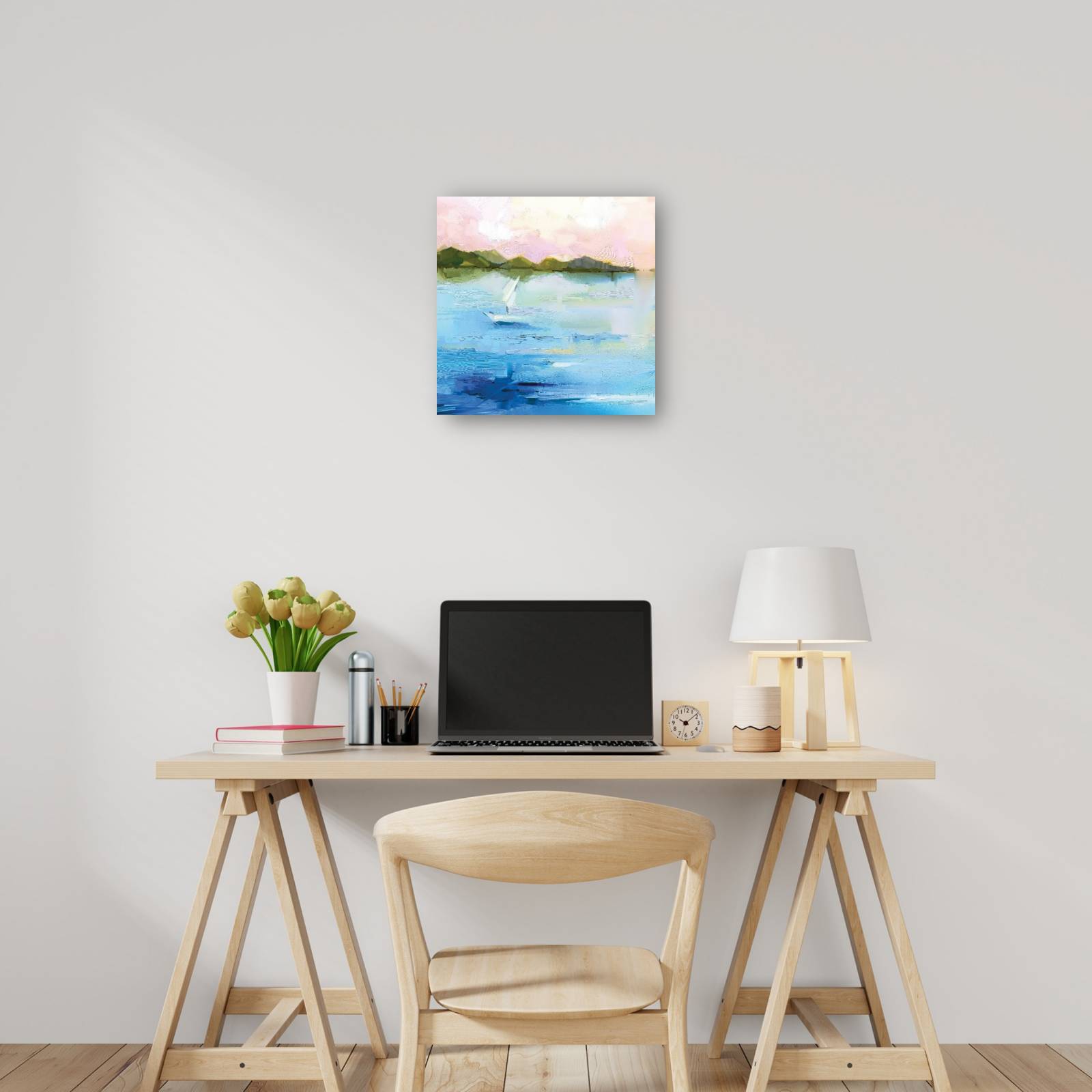 cuadro decorativo - Navegación solitaria rosa al atardecer