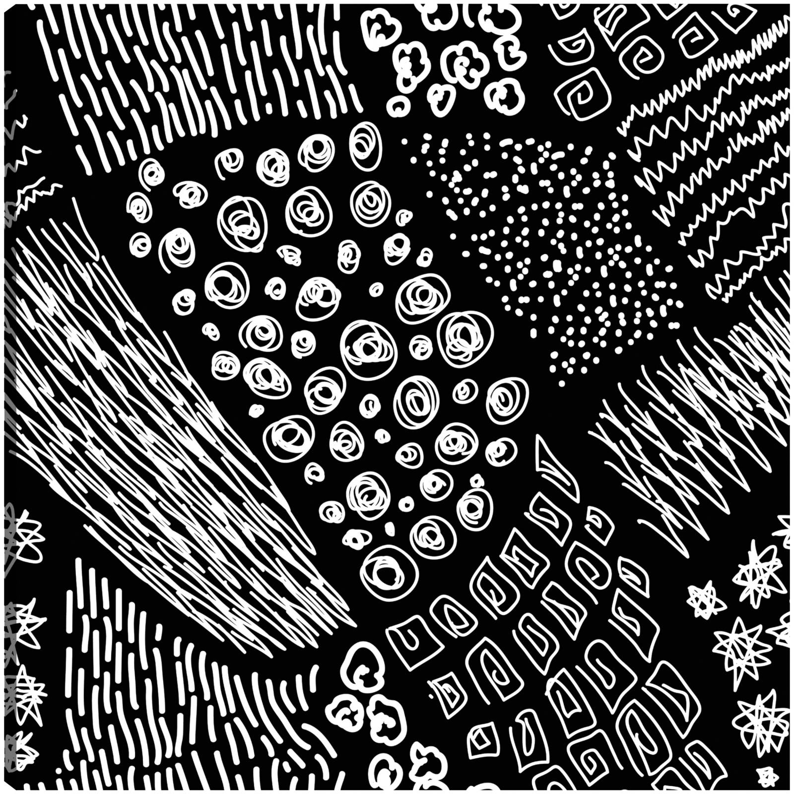 cuadro decorativo - Blanco sobre garabatos de línea negra