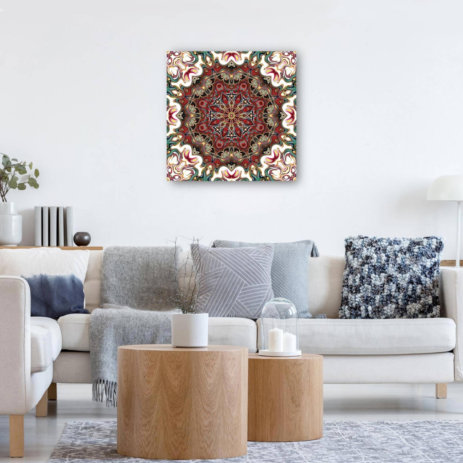 cuadro decorativo - Mandala exótica de flores rojas