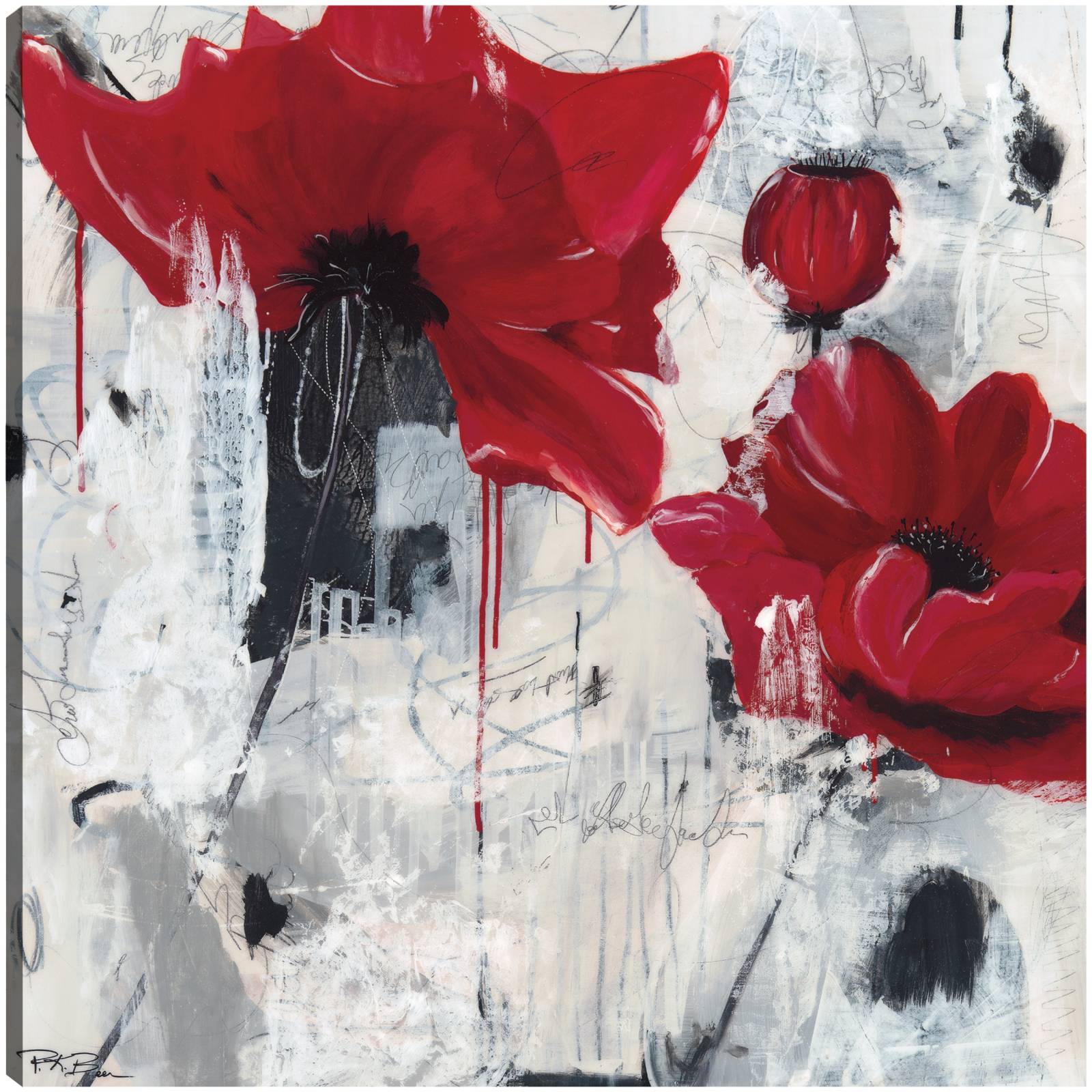 Cuadro Decorativo - Amor amapola - Pamela K. Beer - 122X122 cm - Arte Abstracto - Impresión en Lienzo - Fine Art TJ