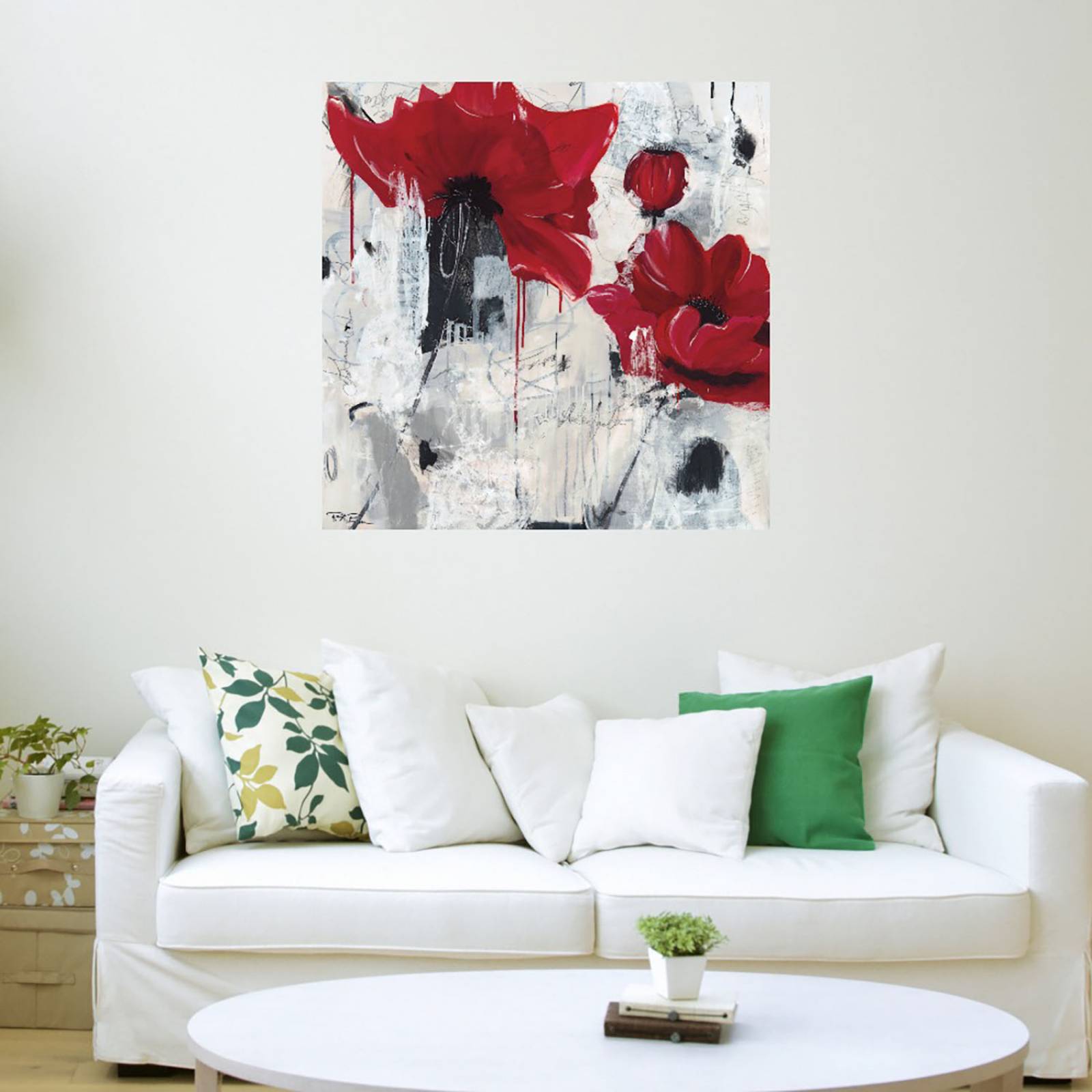 Cuadro Decorativo - Amor amapola - Pamela K. Beer - 122X122 cm - Arte Abstracto - Impresión en Lienzo - Fine Art TJ