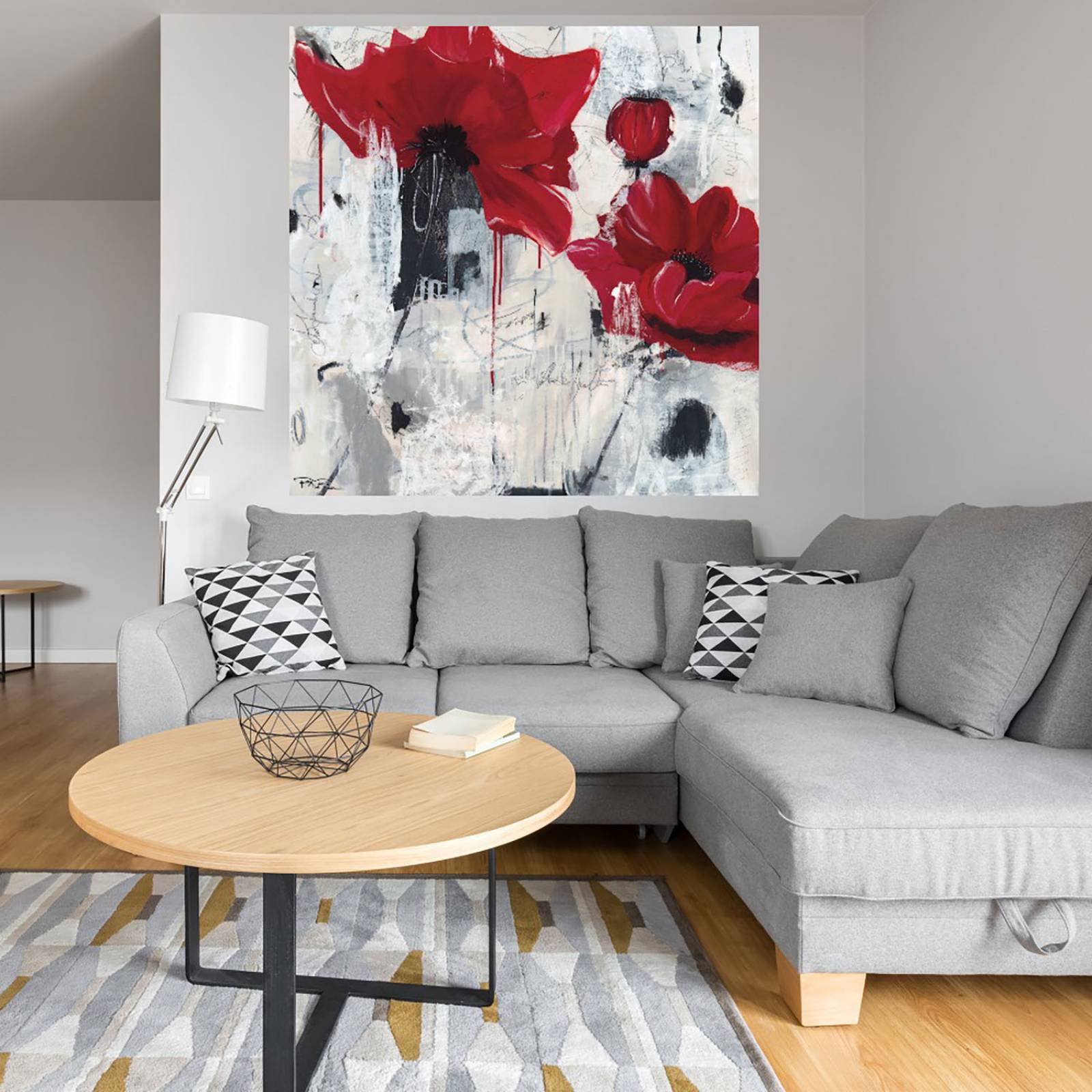 Cuadro Decorativo - Amor amapola - Pamela K. Beer - 122X122 cm - Arte Abstracto - Impresión en Lienzo - Fine Art TJ