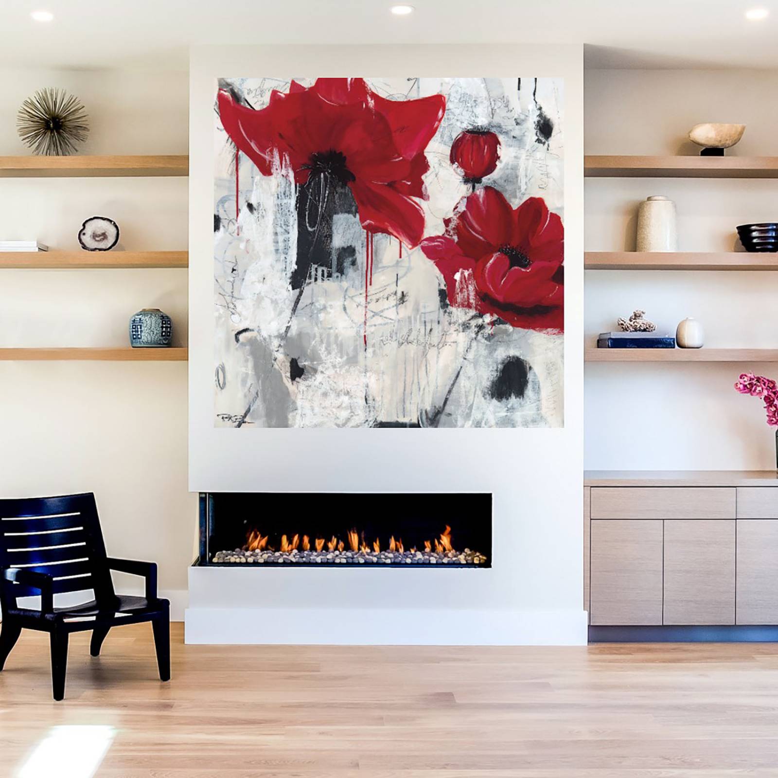 Cuadro Decorativo - Amor amapola - Pamela K. Beer - 122X122 cm - Arte Abstracto - Impresión en Lienzo - Fine Art TJ