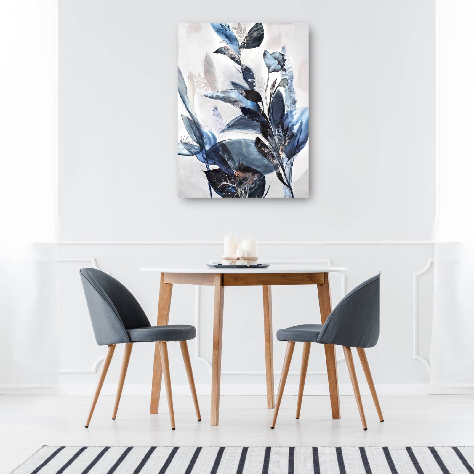 cuadro decorativo - hojas azules