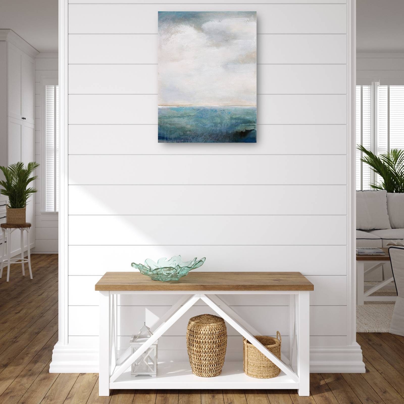 cuadro decorativo en el borde del azul