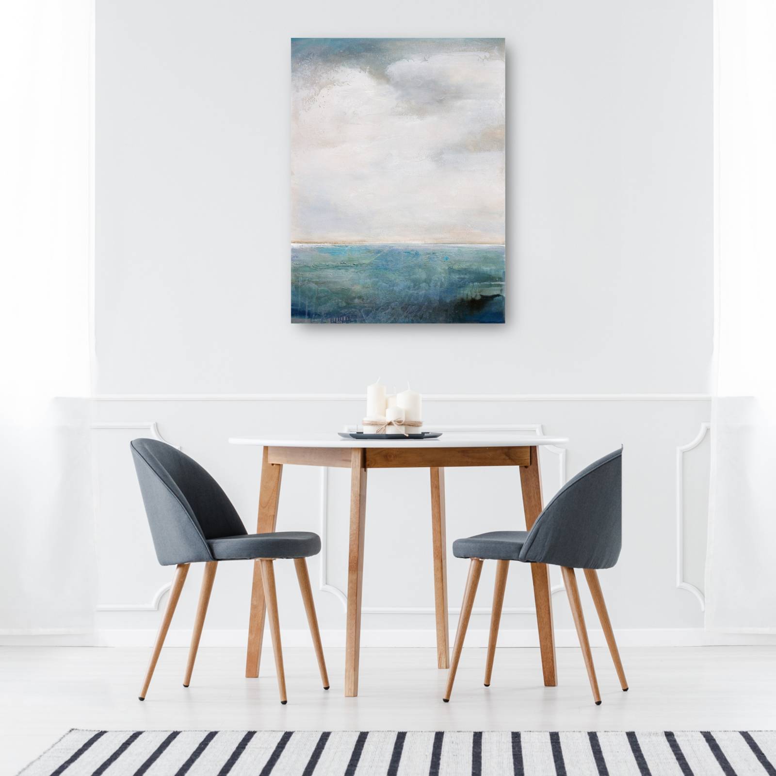 cuadro decorativo en el borde del azul