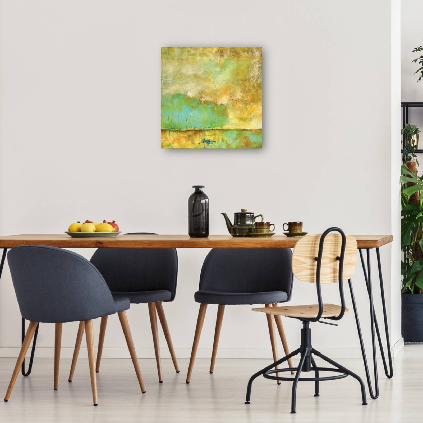 cuadro decorativo  Respiración profunda árboles verde azulado quietud