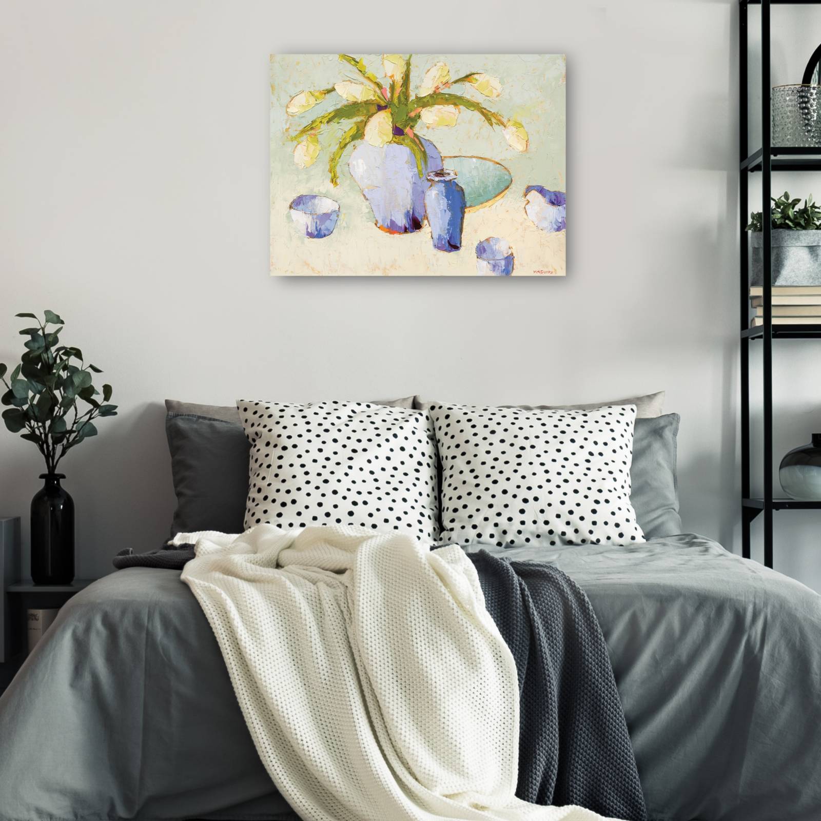 cuadro decorativo  Tulipanes Blancos con Bulbos