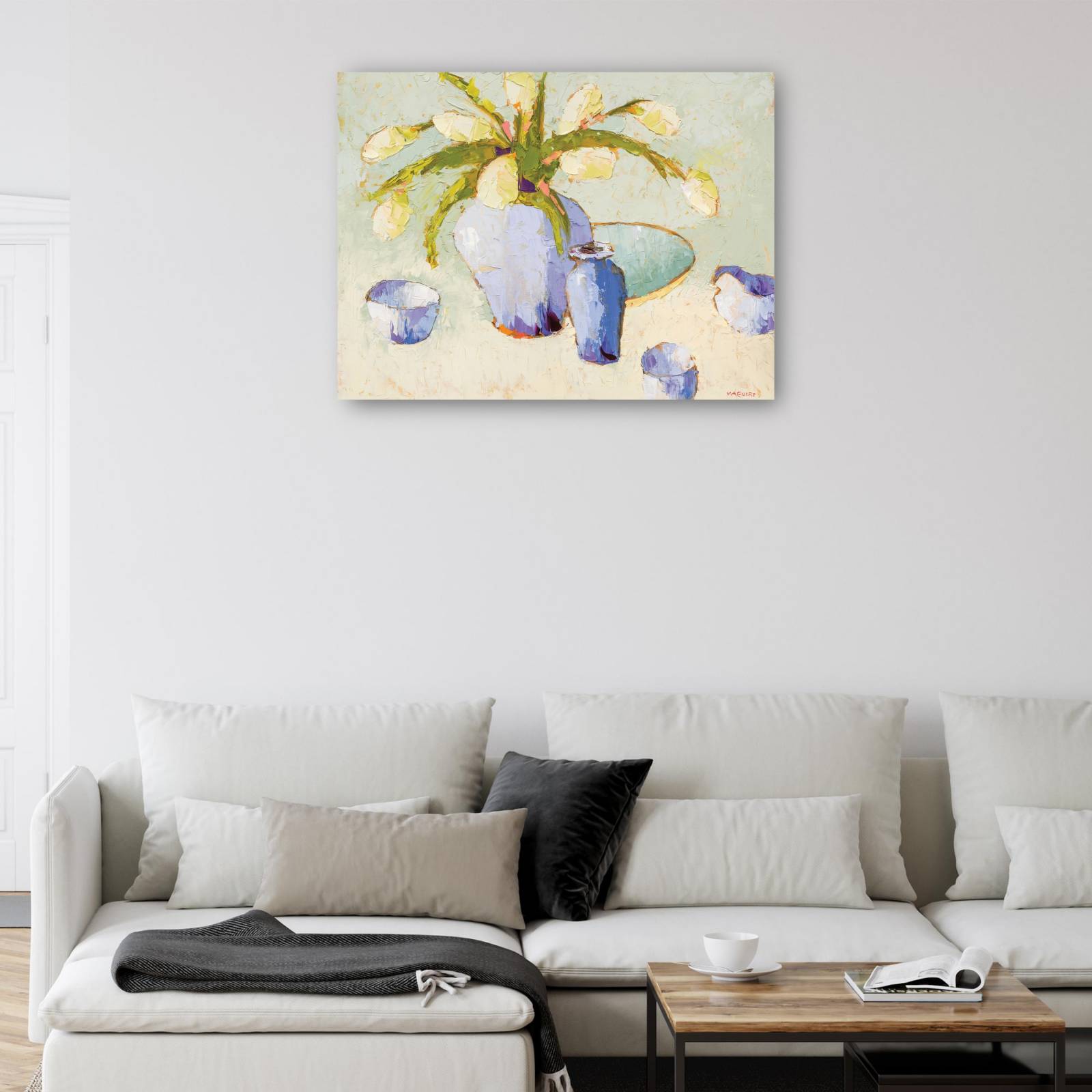 cuadro decorativo  Tulipanes Blancos con Bulbos