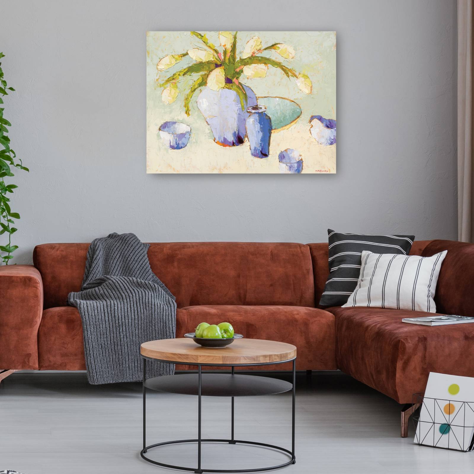 cuadro decorativo  Tulipanes Blancos con Bulbos