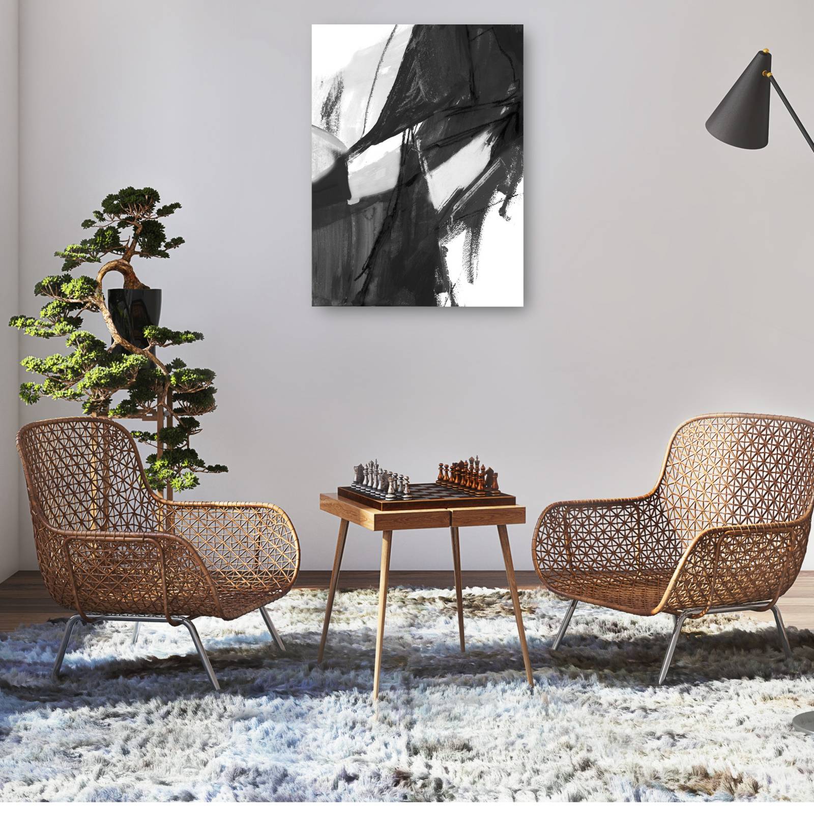 cuadro decorativo - Resumen en blanco y negro I