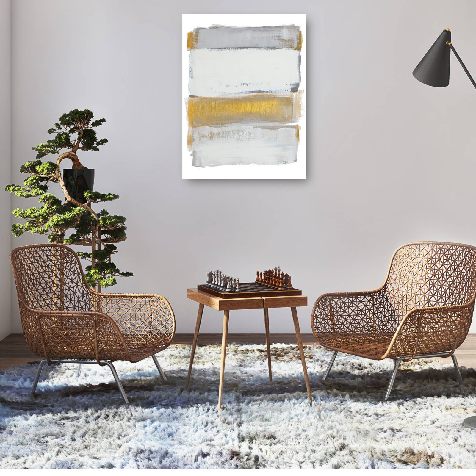 cuadro decorativo - Tonos de gris dorado