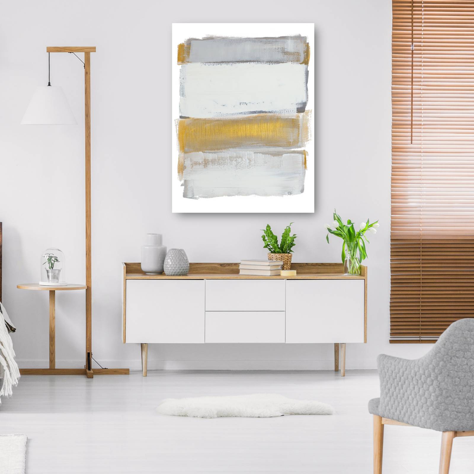 cuadro decorativo - Tonos de gris dorado